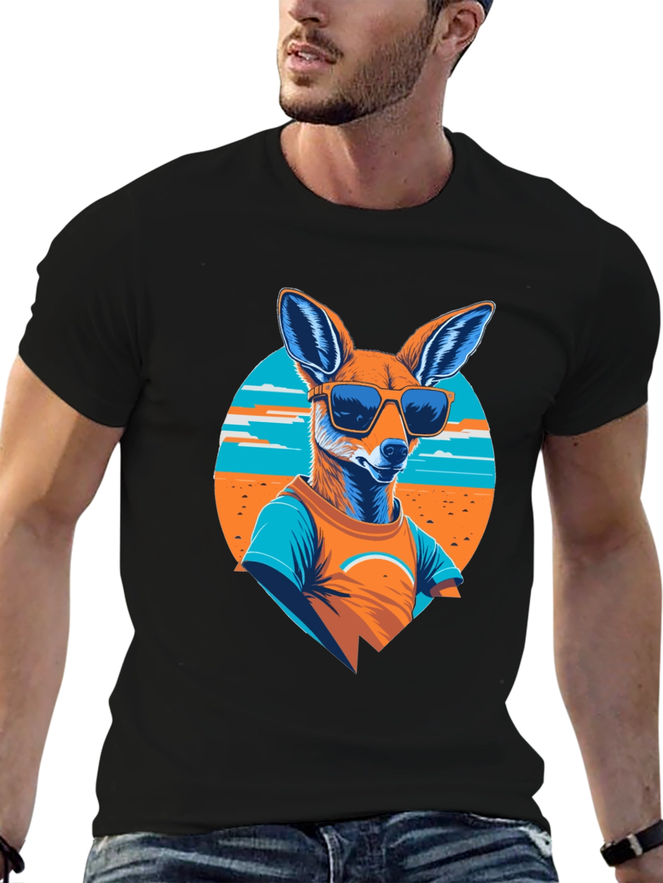 Cool Kangaroo Graphic Tee - Black