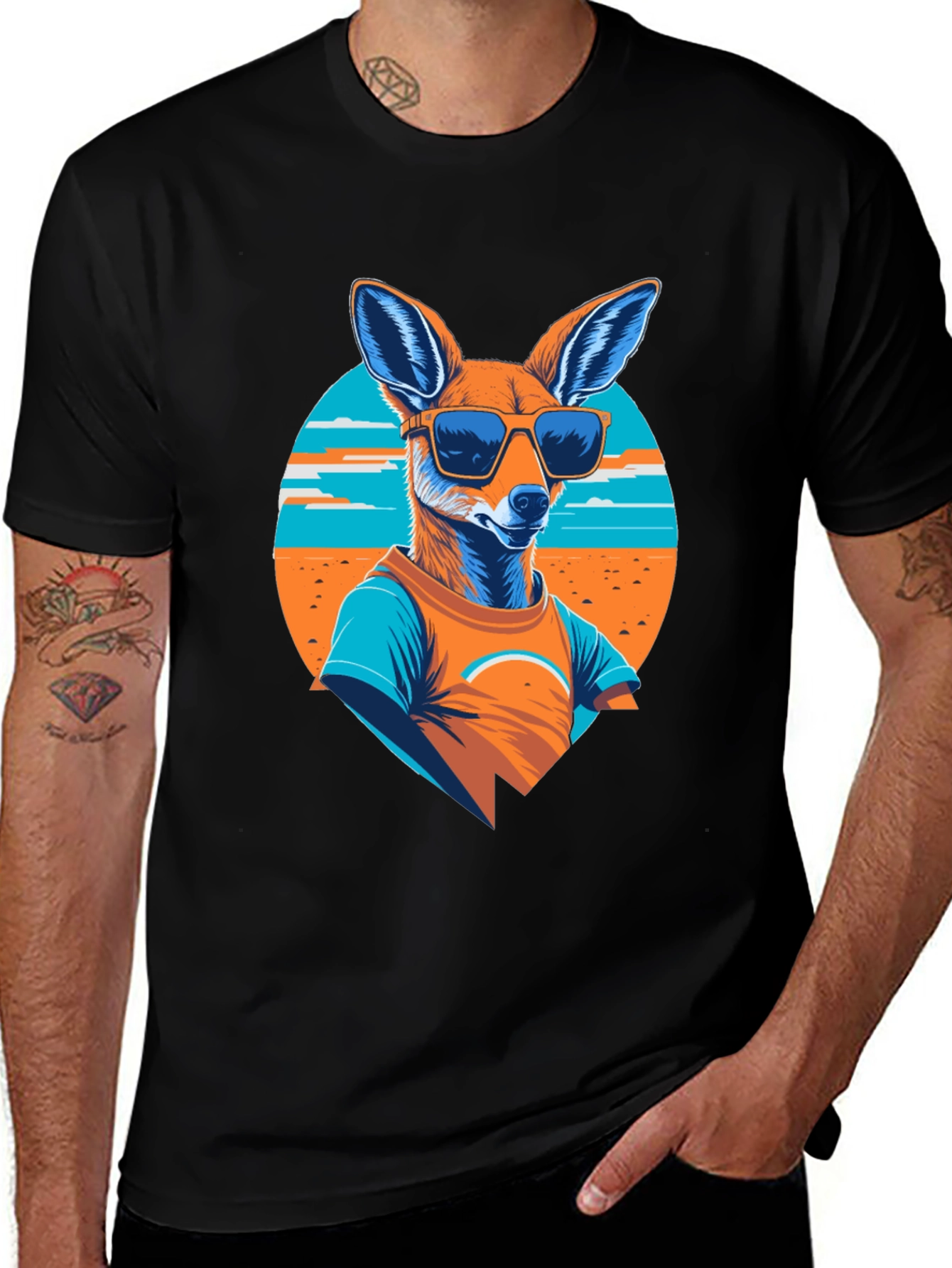 Cool Kangaroo Graphic Tee - Black