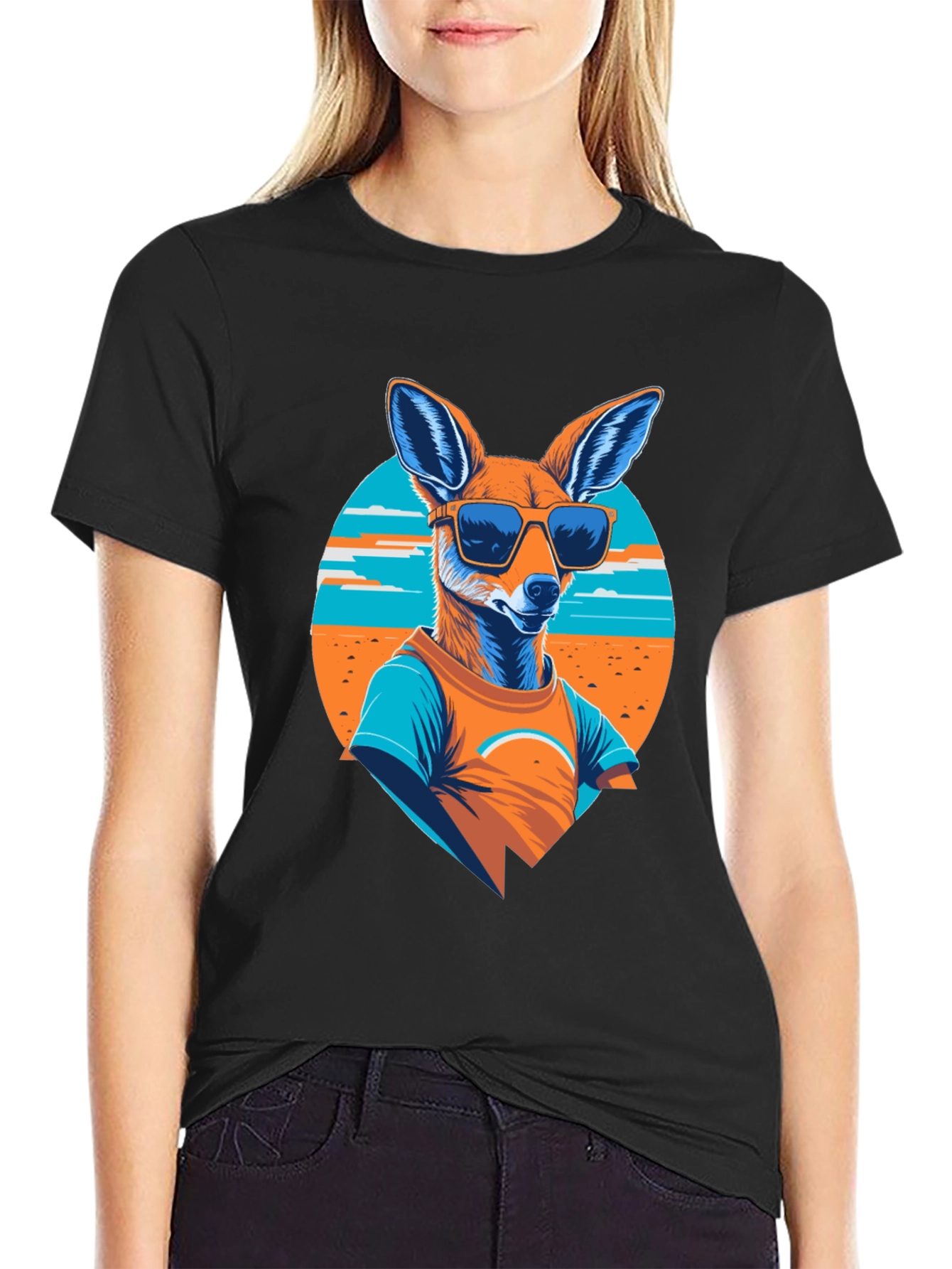Cool Kangaroo Graphic Tee - Black