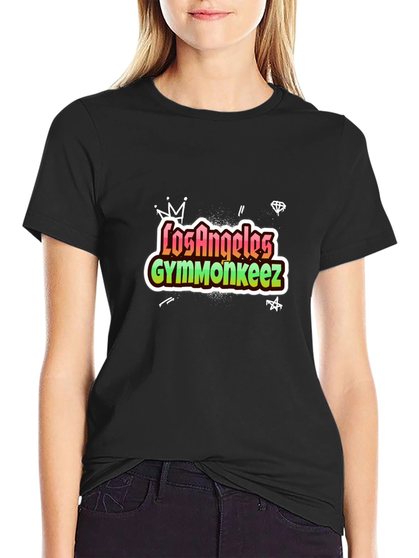 Los Angeles Gymmonkeez Black Graphic Tee