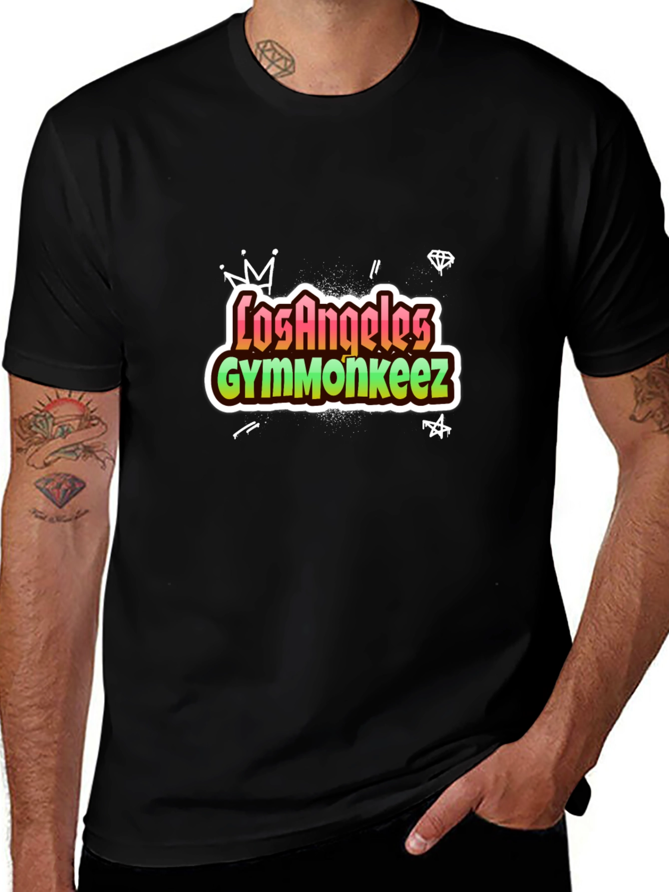 Los Angeles Gymmonkeez Black Graphic Tee