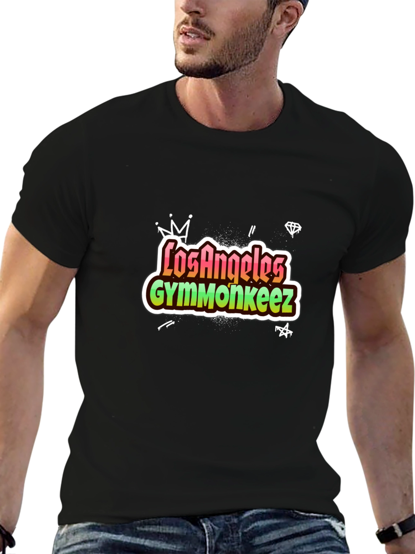 Los Angeles Gymmonkeez Black Graphic Tee
