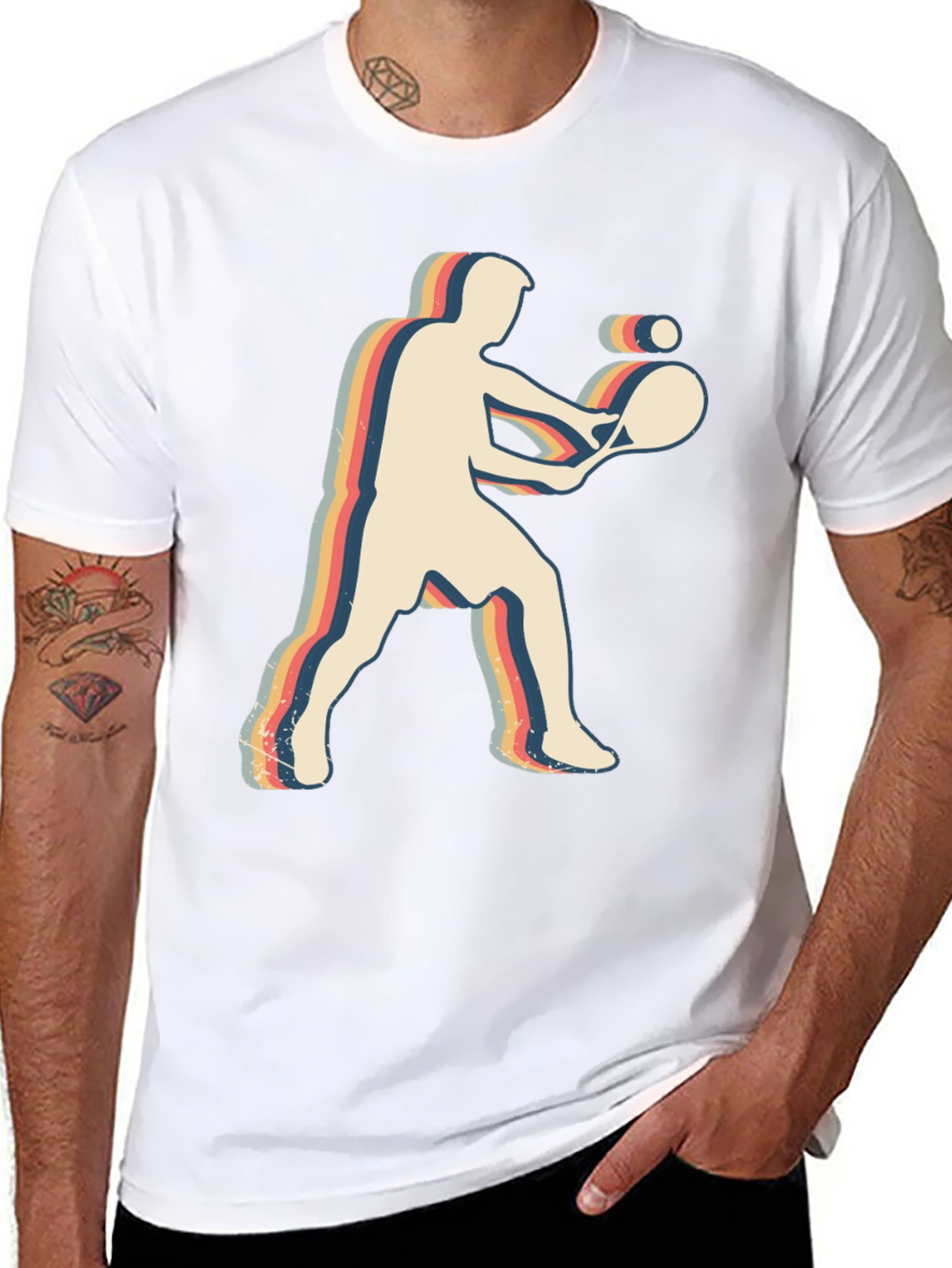 Retro Tennis Player Graphic T-Shirt