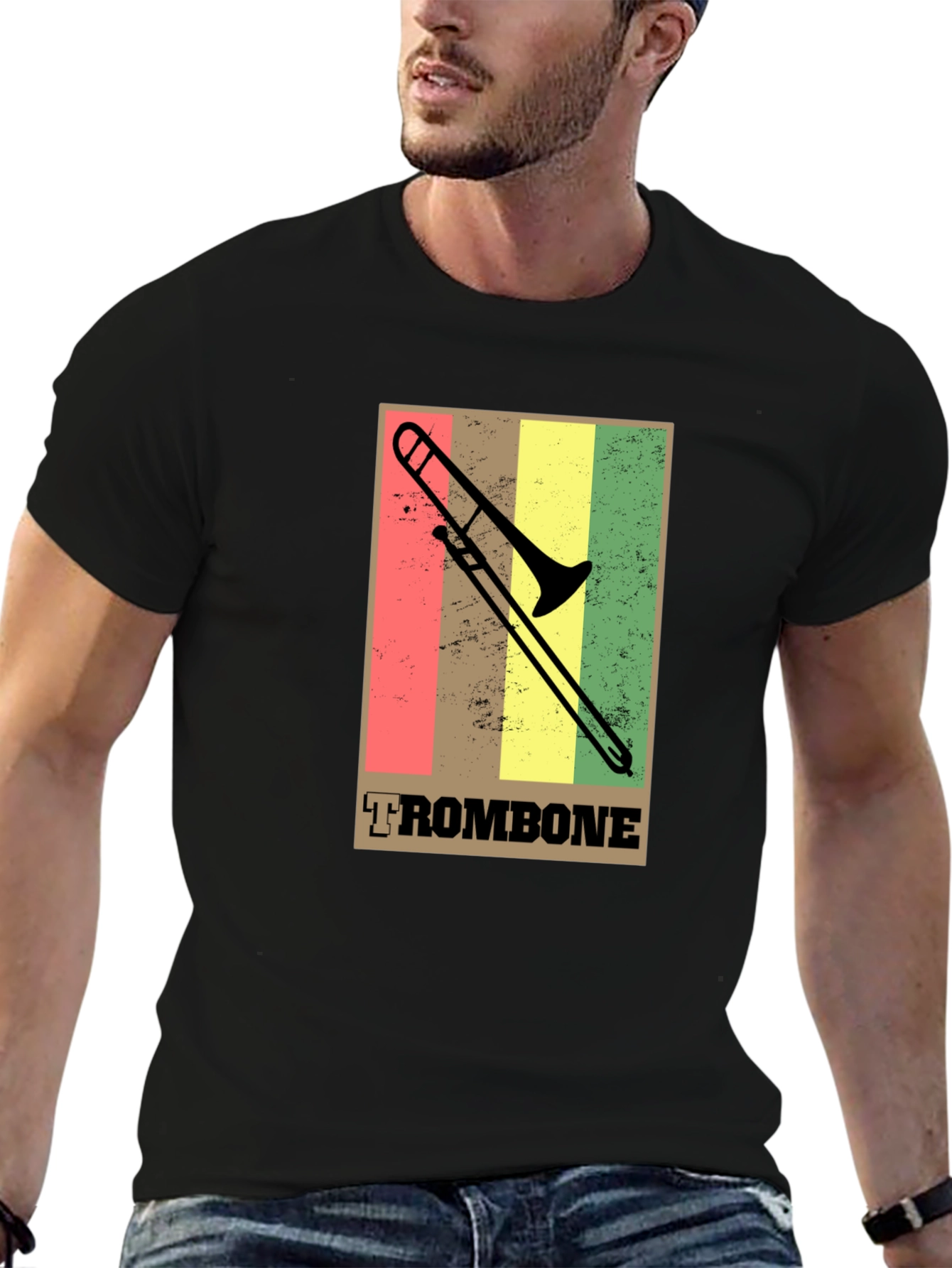 Retro Trombone T-Shirt - Musical Instrument Tee