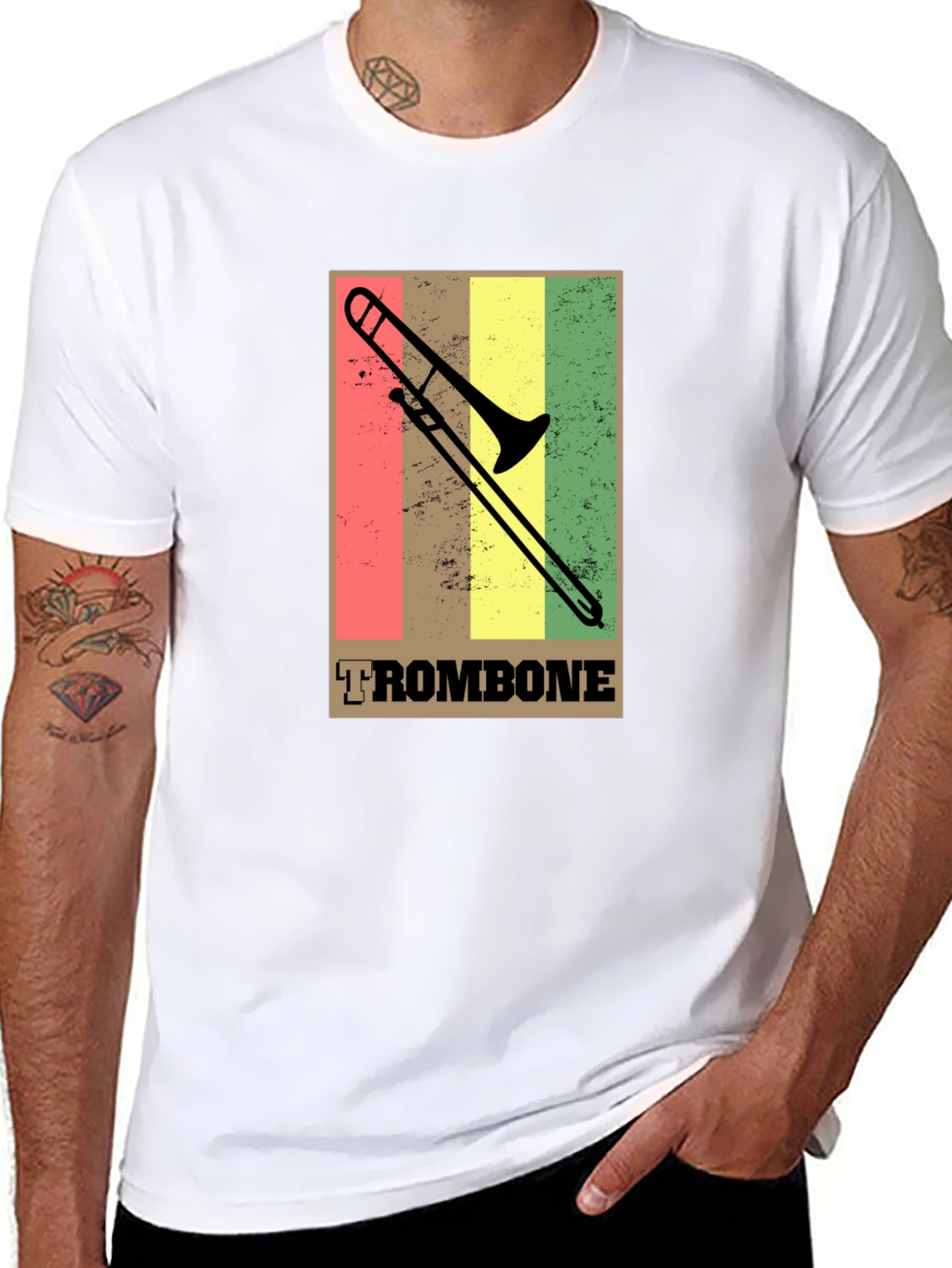 Retro Trombone T-Shirt - Musical Instrument Tee