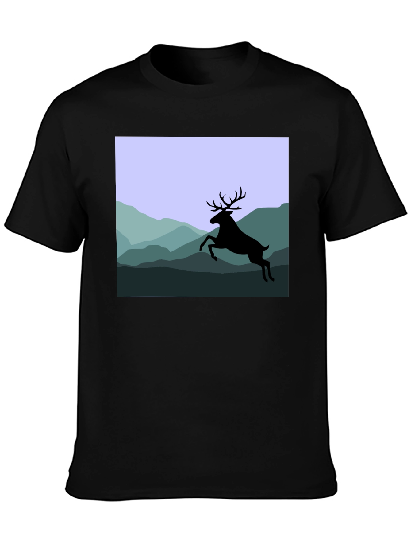 Deer Silhouette Mountain Scene Graphic Tee