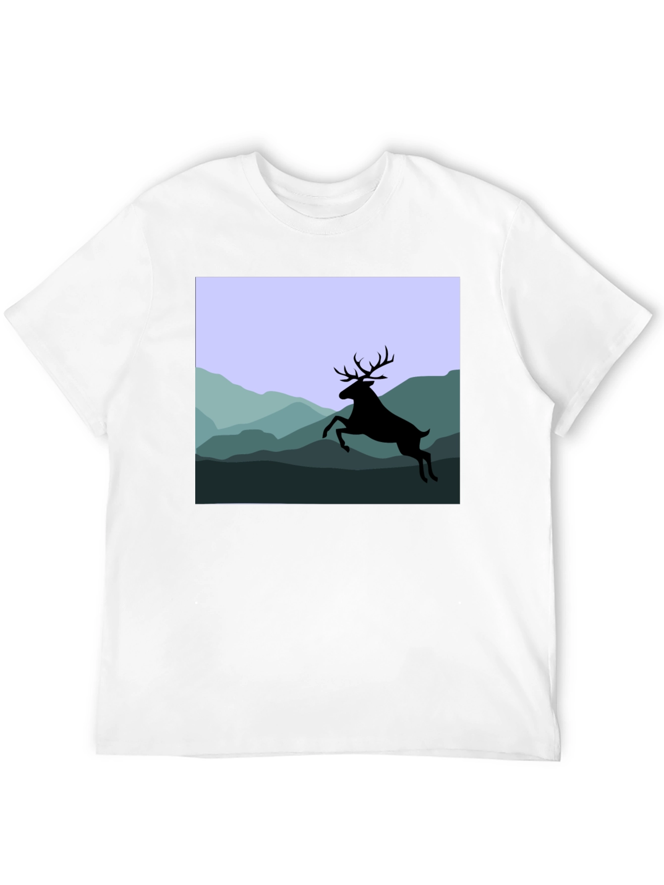 Deer Silhouette Mountain Scene Graphic Tee