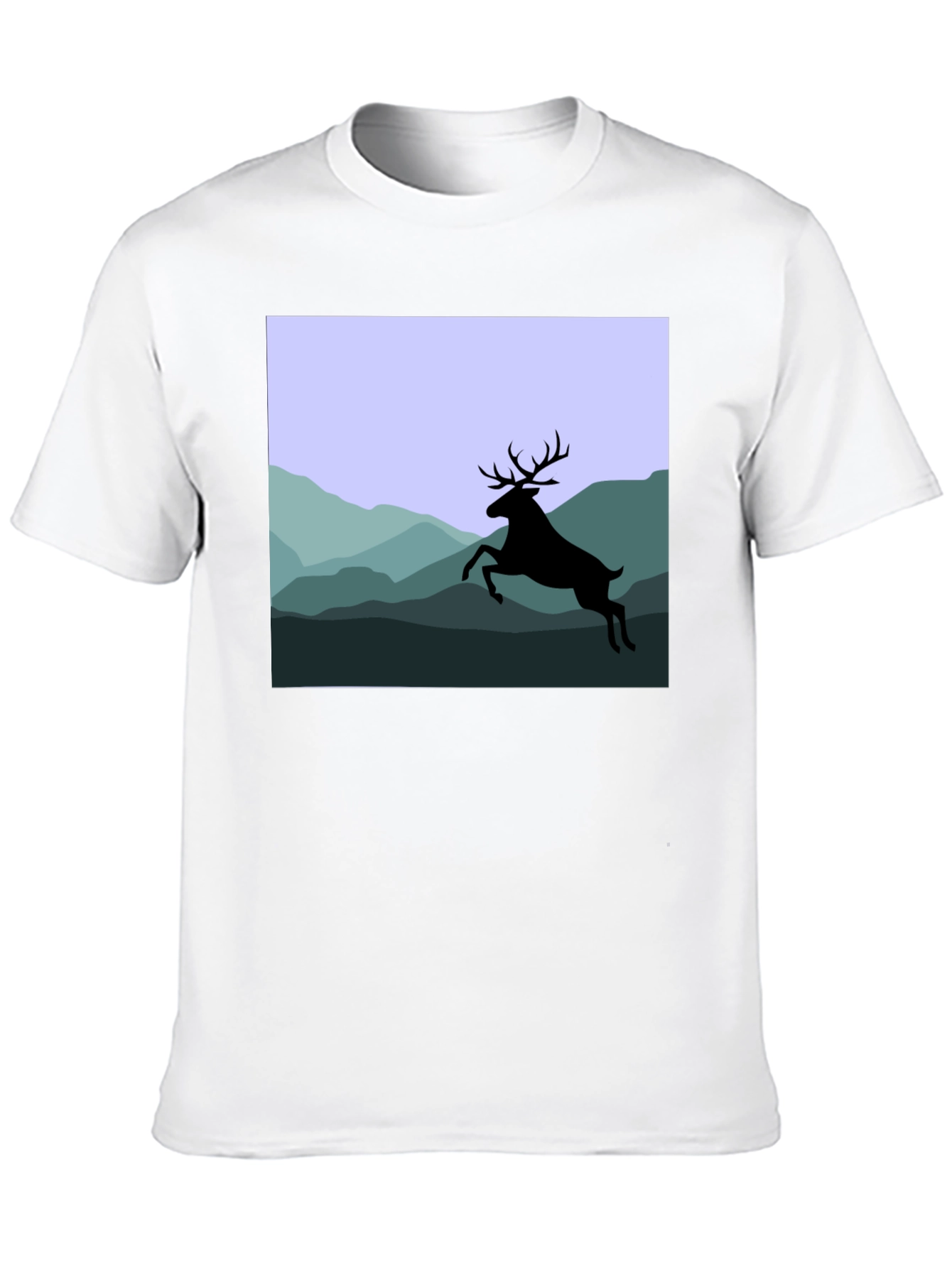 Deer Silhouette Mountain Scene Graphic Tee
