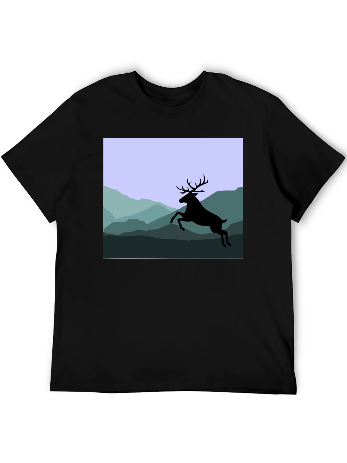 Deer Silhouette Mountain Scene Graphic Tee