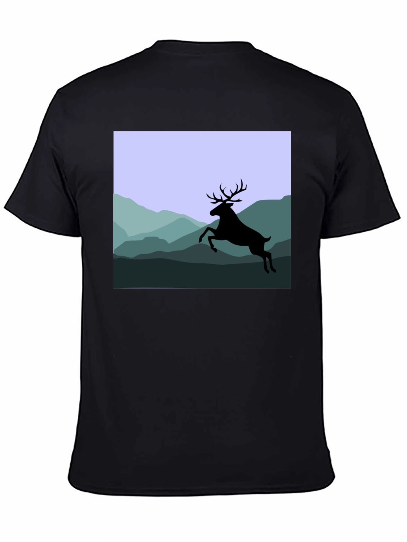 Deer Silhouette Mountain Scene Graphic Tee