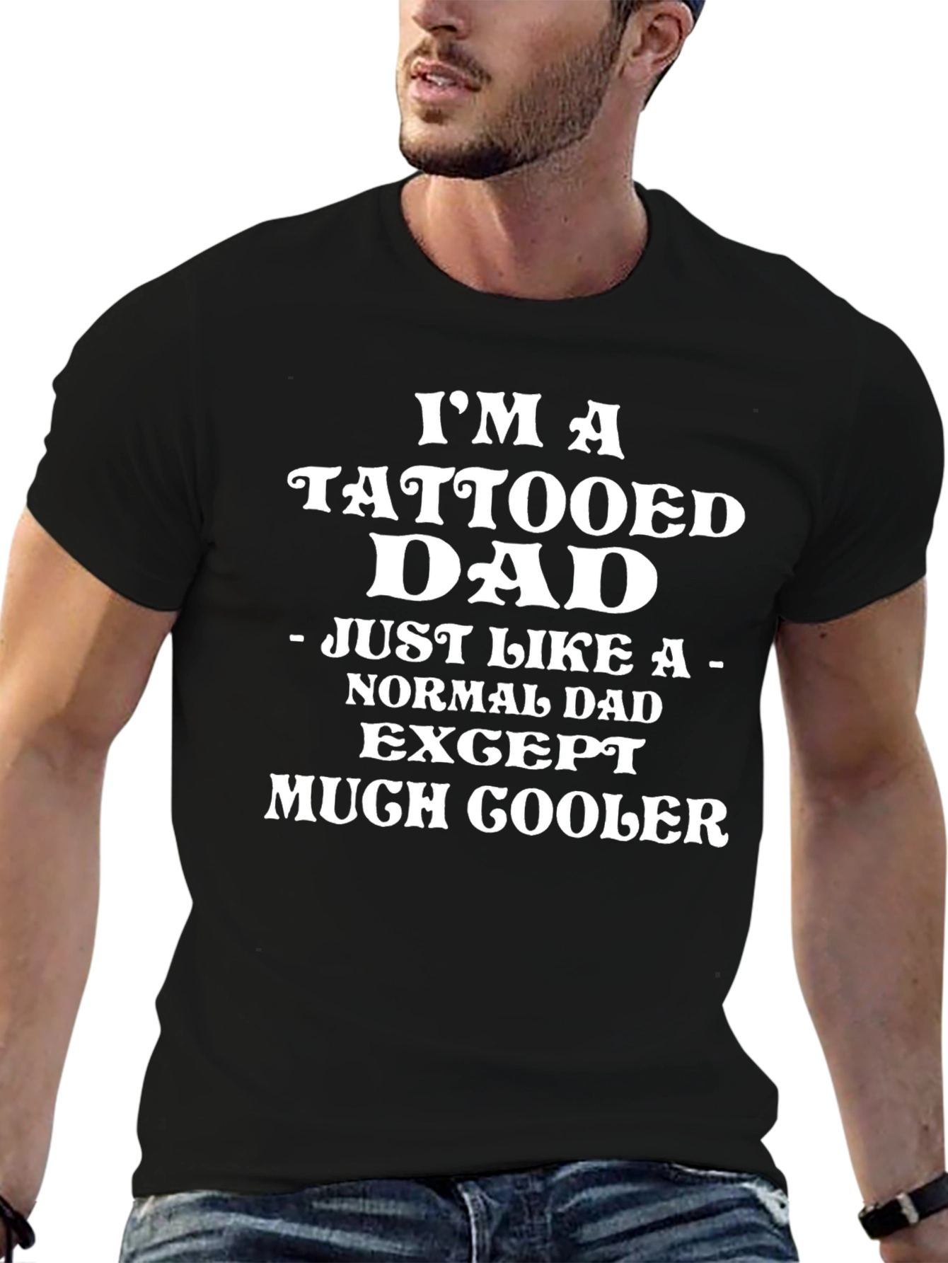 Tattooed Dad Graphic Tee - Much Cooler Dad T-Shirt