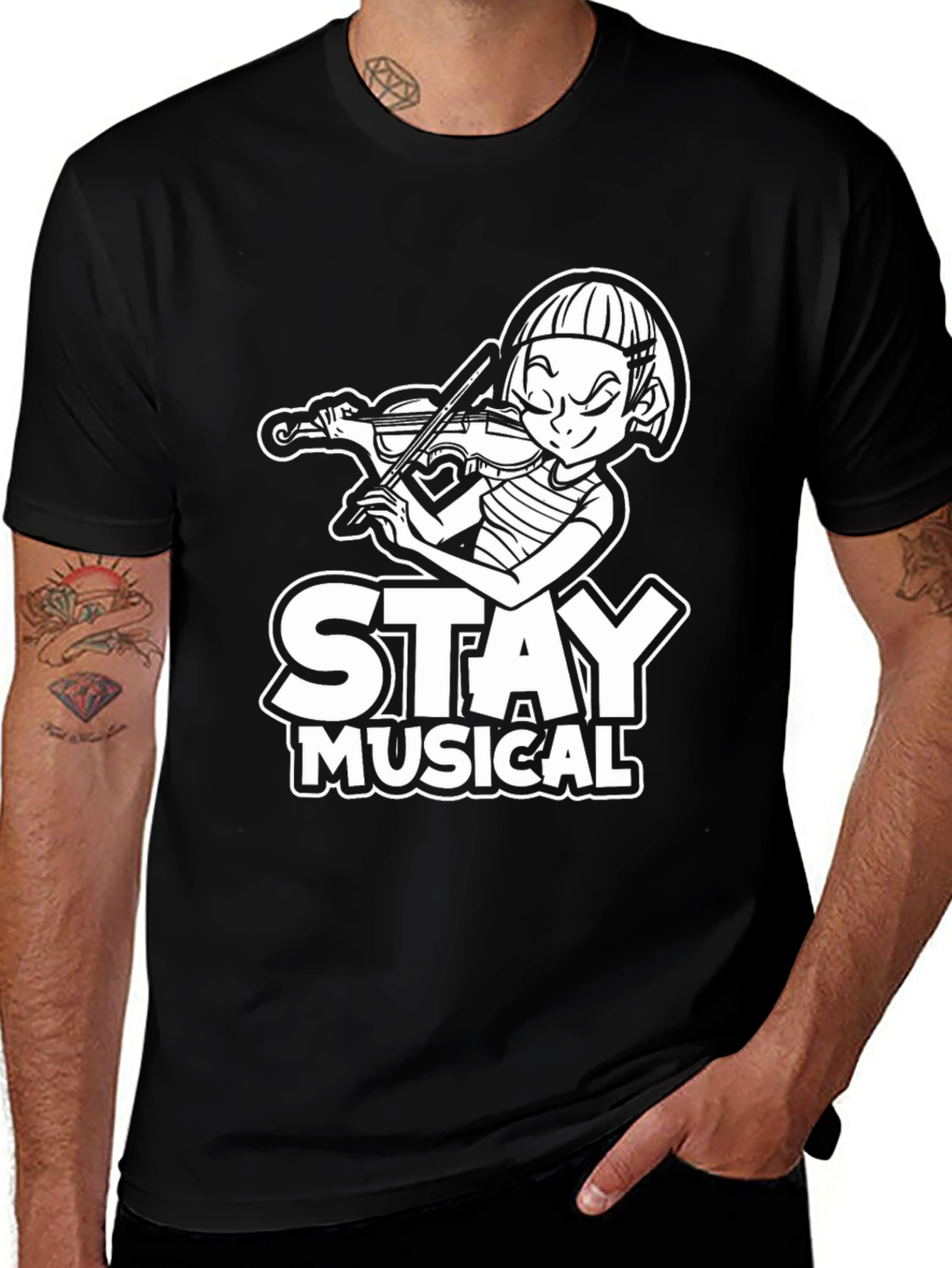 Stay Musical Black T-Shirt for Music Lovers