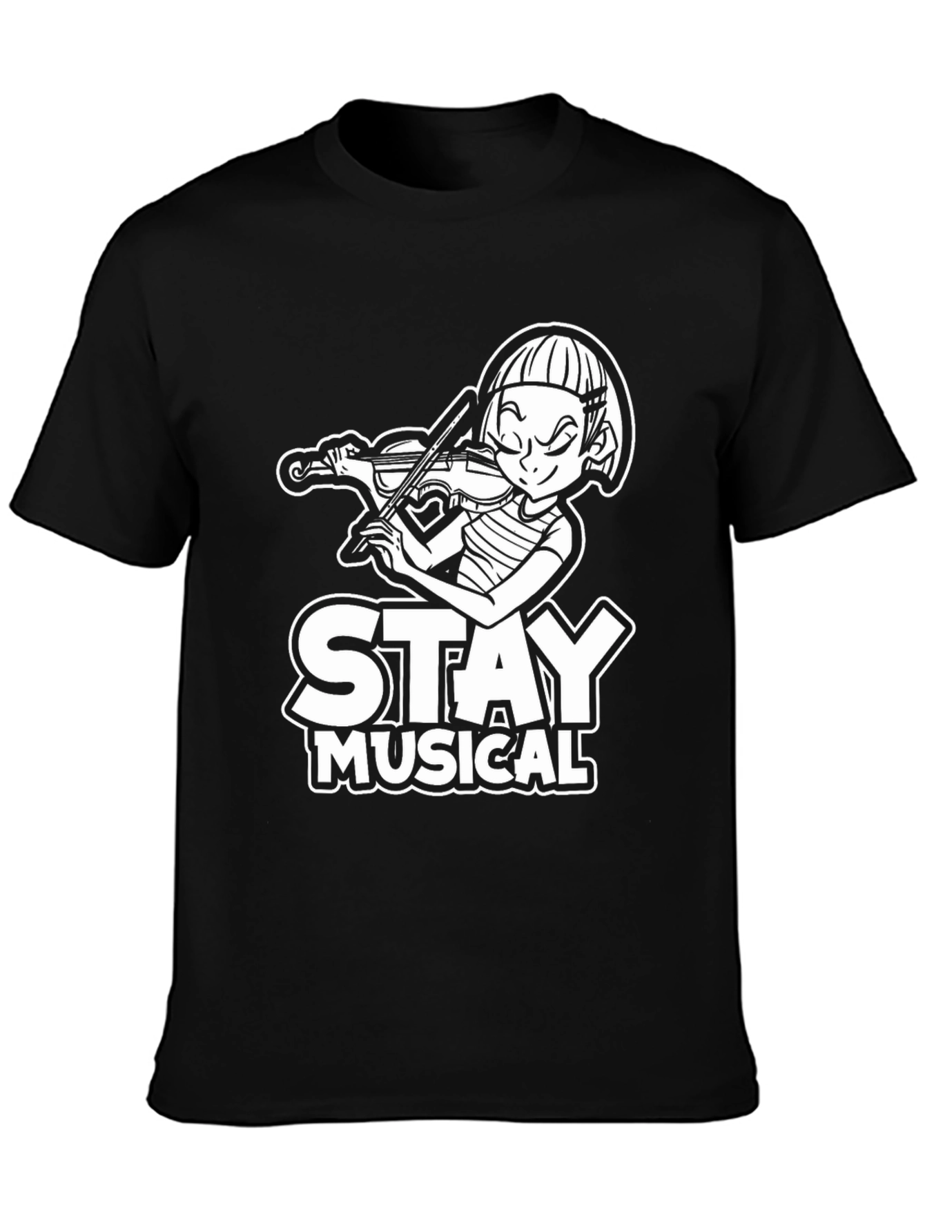 Stay Musical Black T-Shirt for Music Lovers
