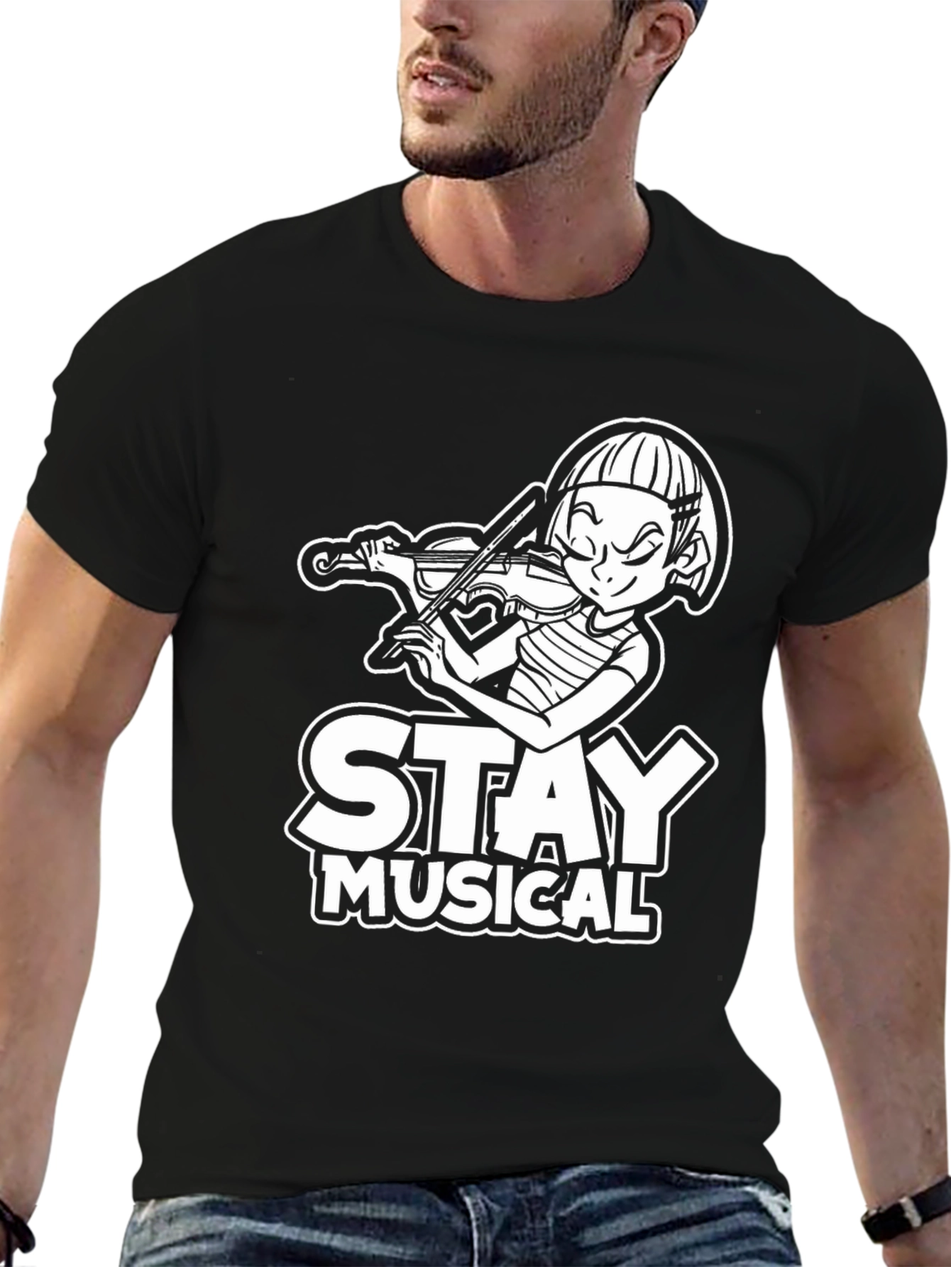 Stay Musical Black T-Shirt for Music Lovers