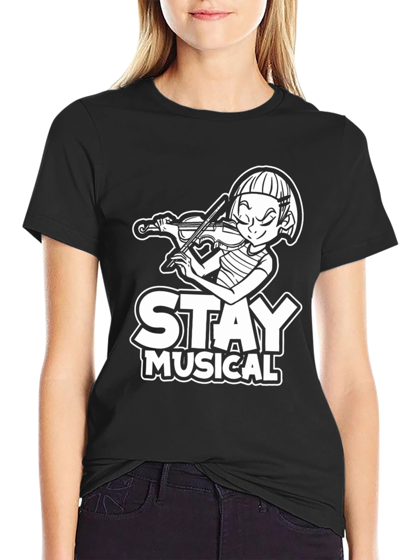 Stay Musical Black T-Shirt for Music Lovers