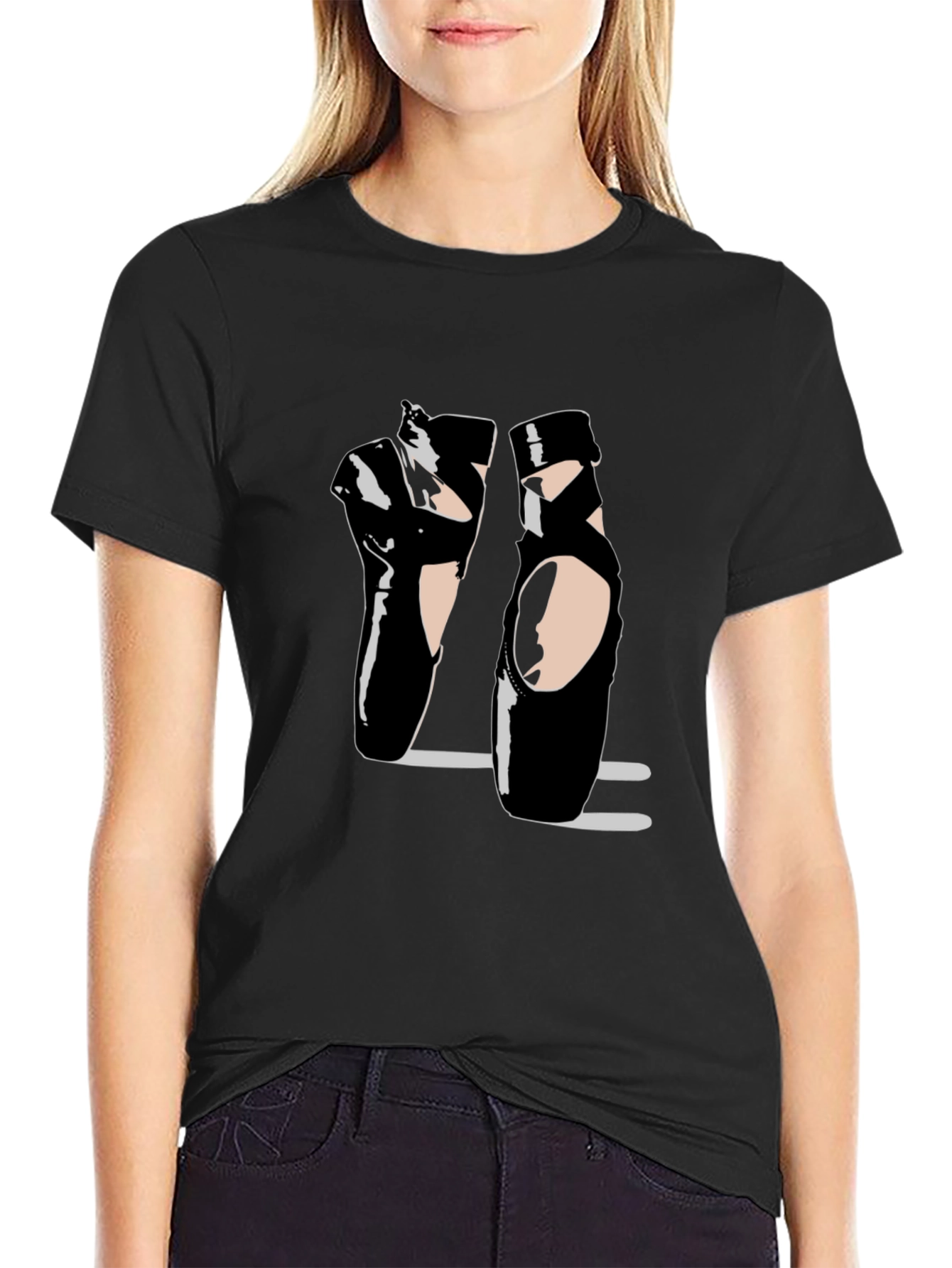 Ballet Pointe Shoes Black T-Shirt Dance Design