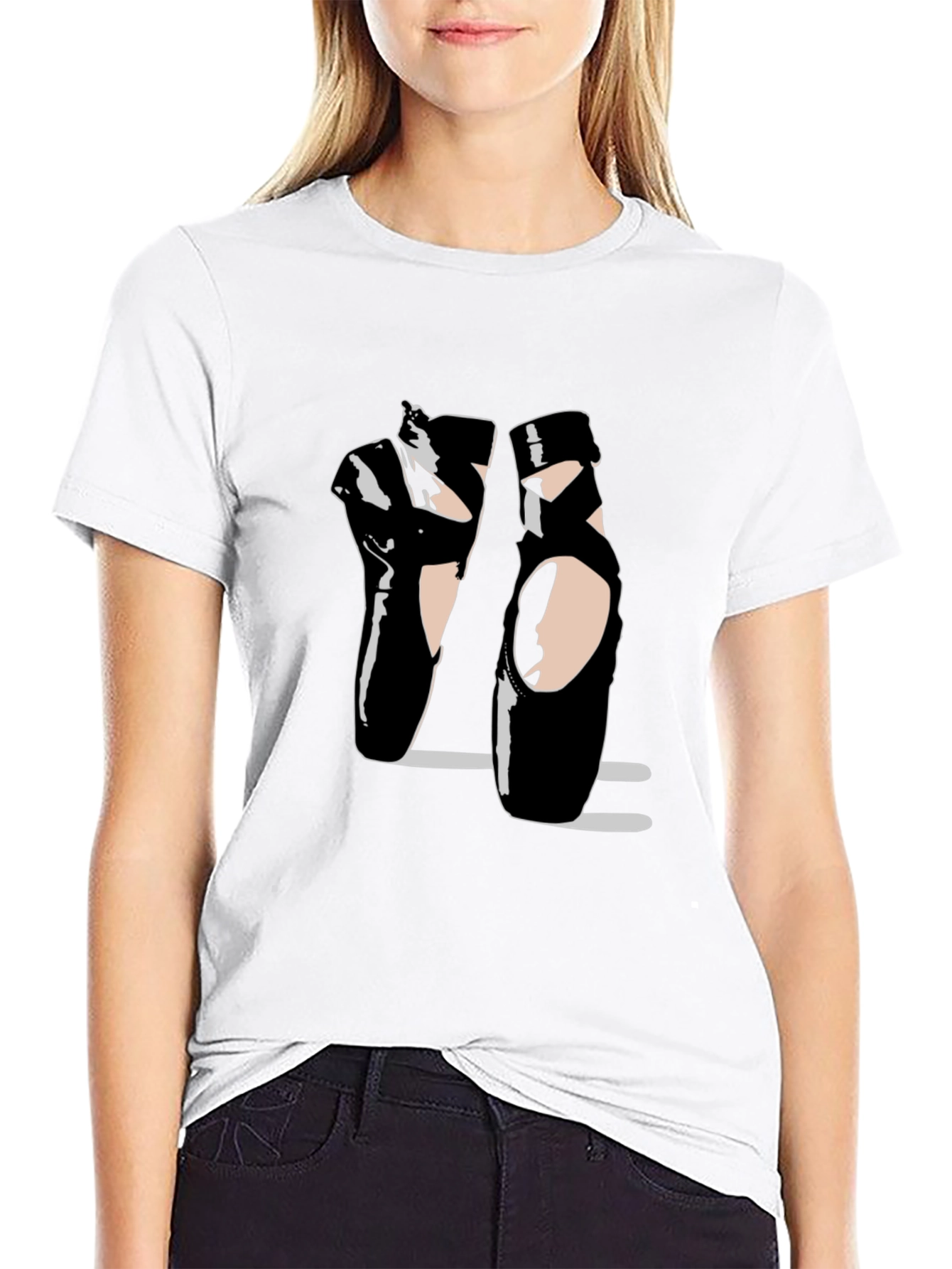 Ballet Pointe Shoes Black T-Shirt Dance Design