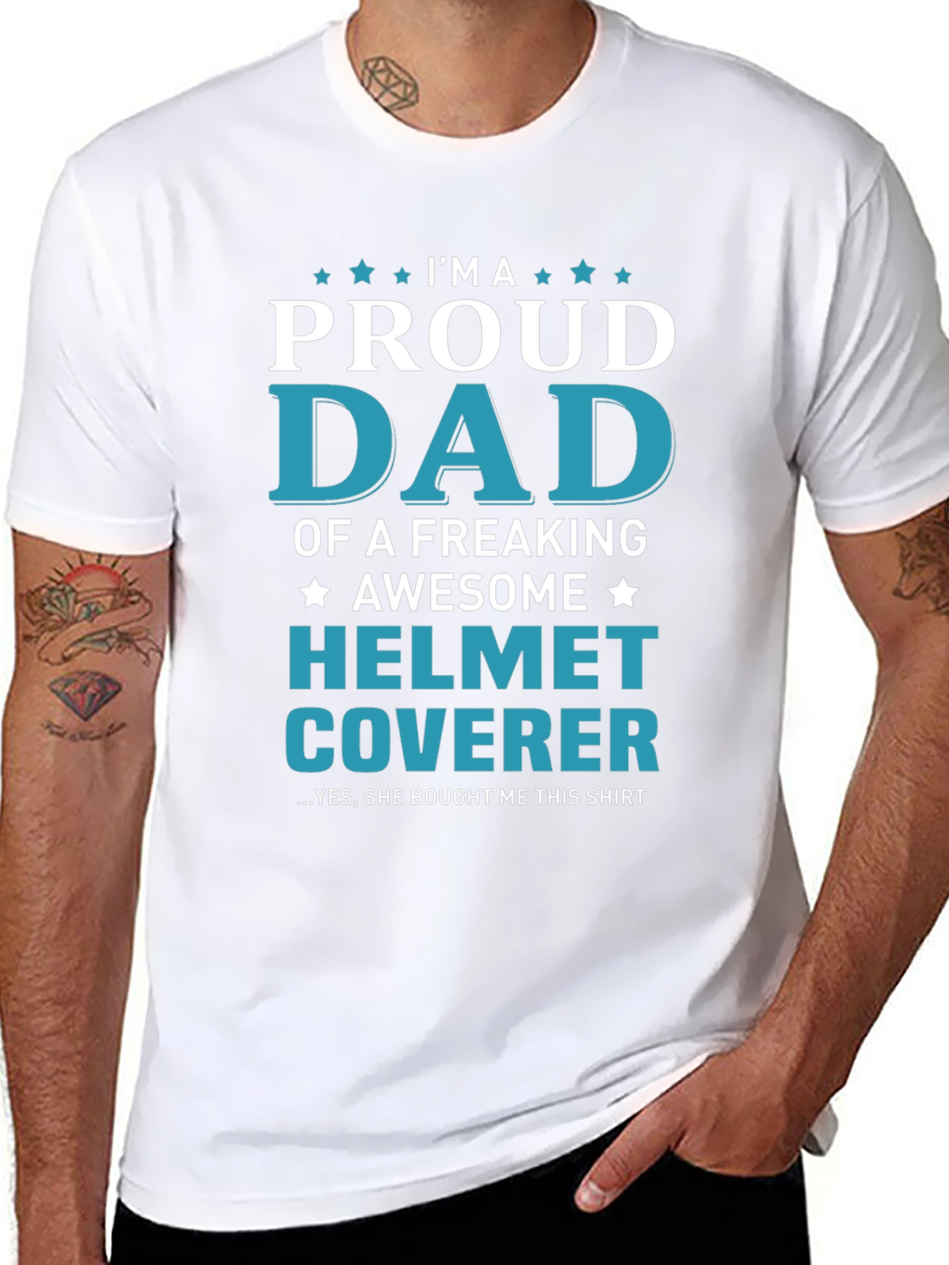 Proud Dad Helmet Coverer Graphic T-Shirt