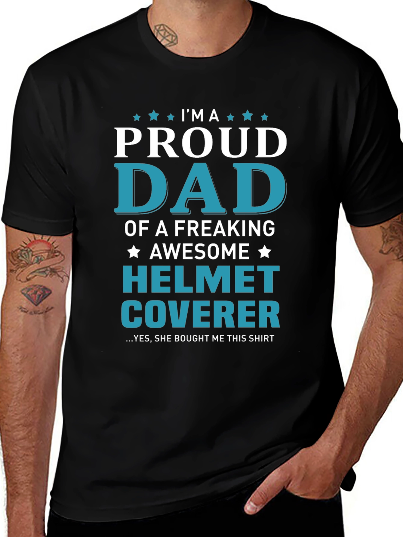 Proud Dad Helmet Coverer Graphic T-Shirt