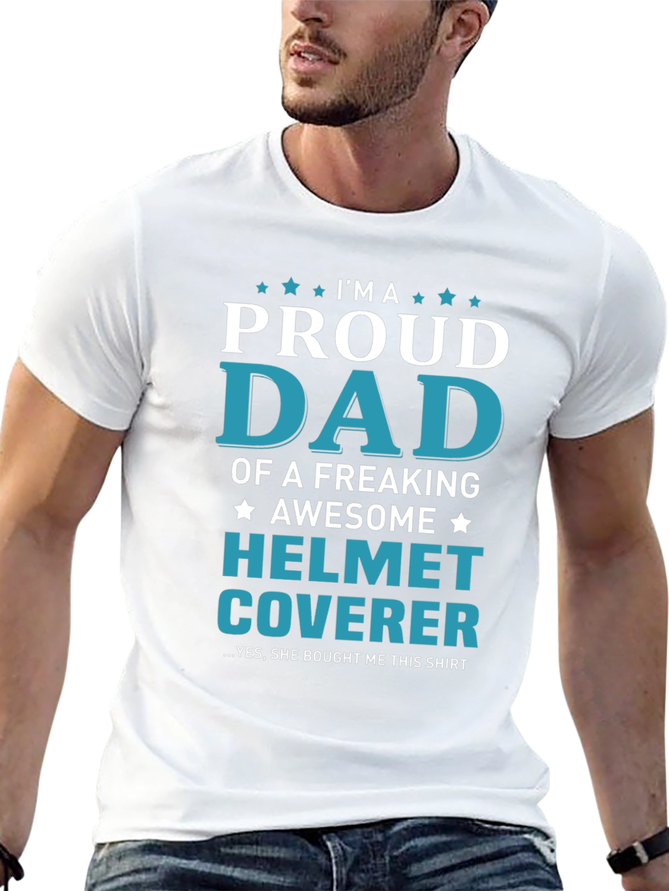 Proud Dad Helmet Coverer Graphic T-Shirt