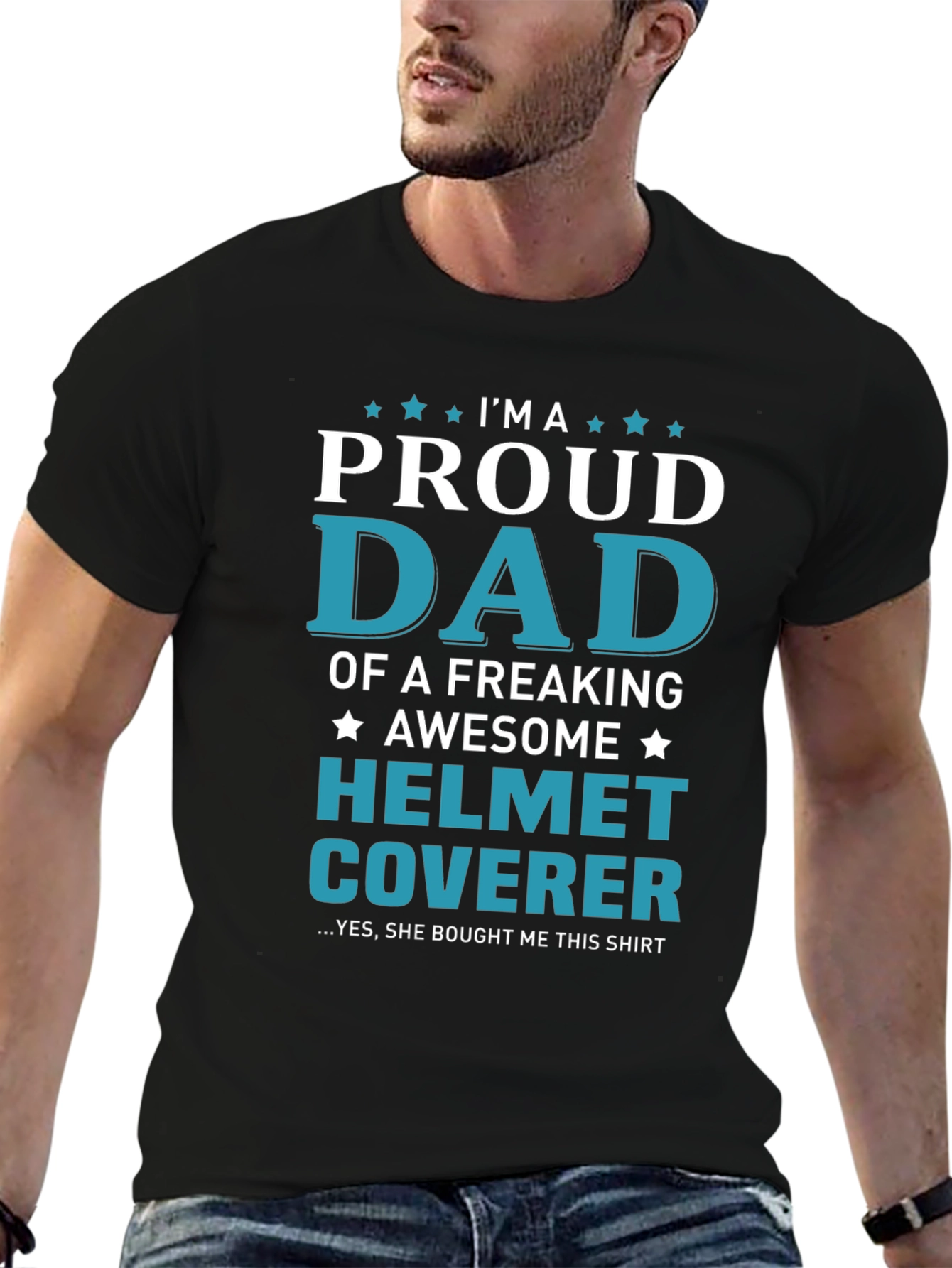 Proud Dad Helmet Coverer Graphic T-Shirt