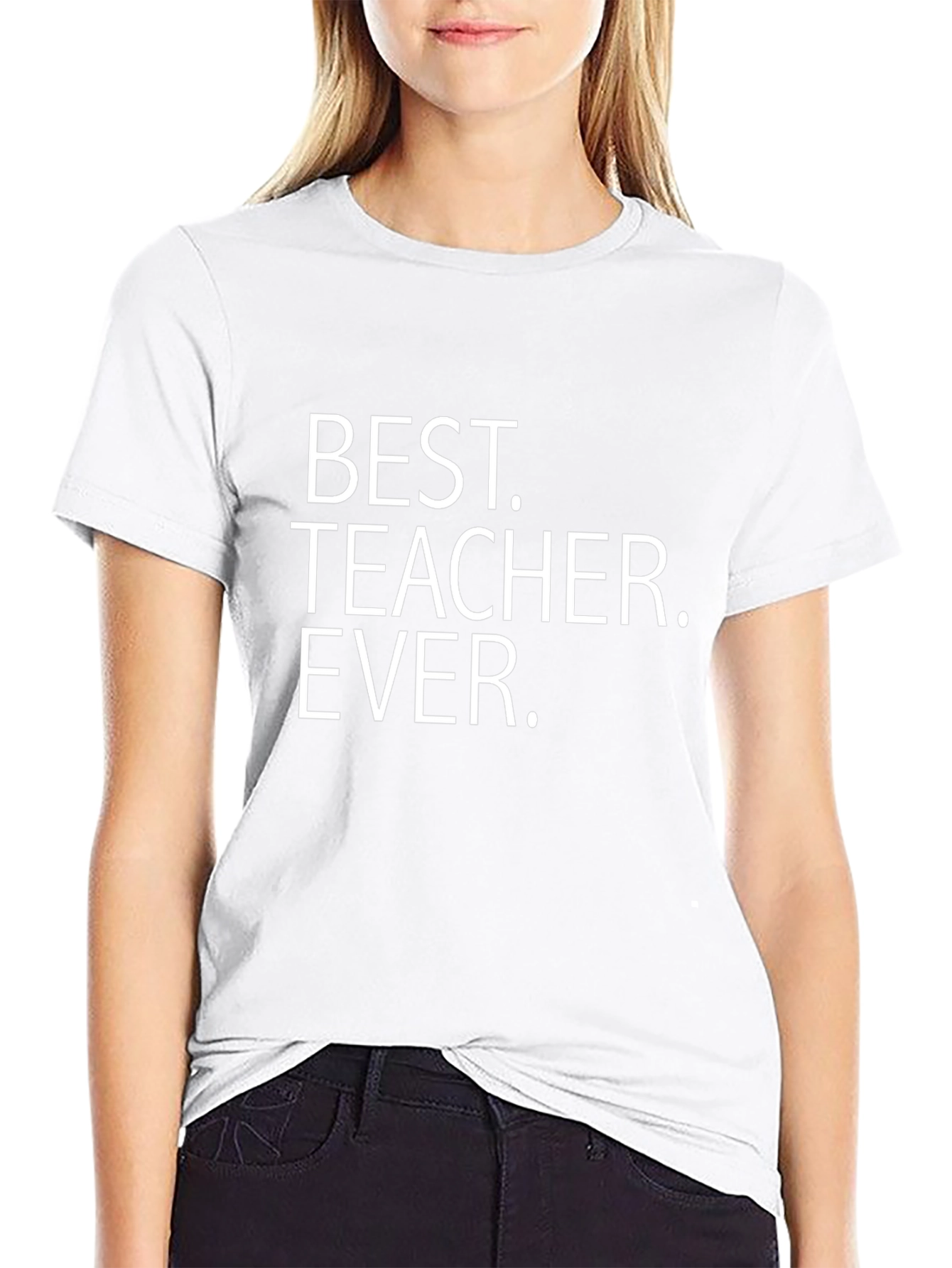 Best Teacher Ever T-Shirt - Black Crew Neck