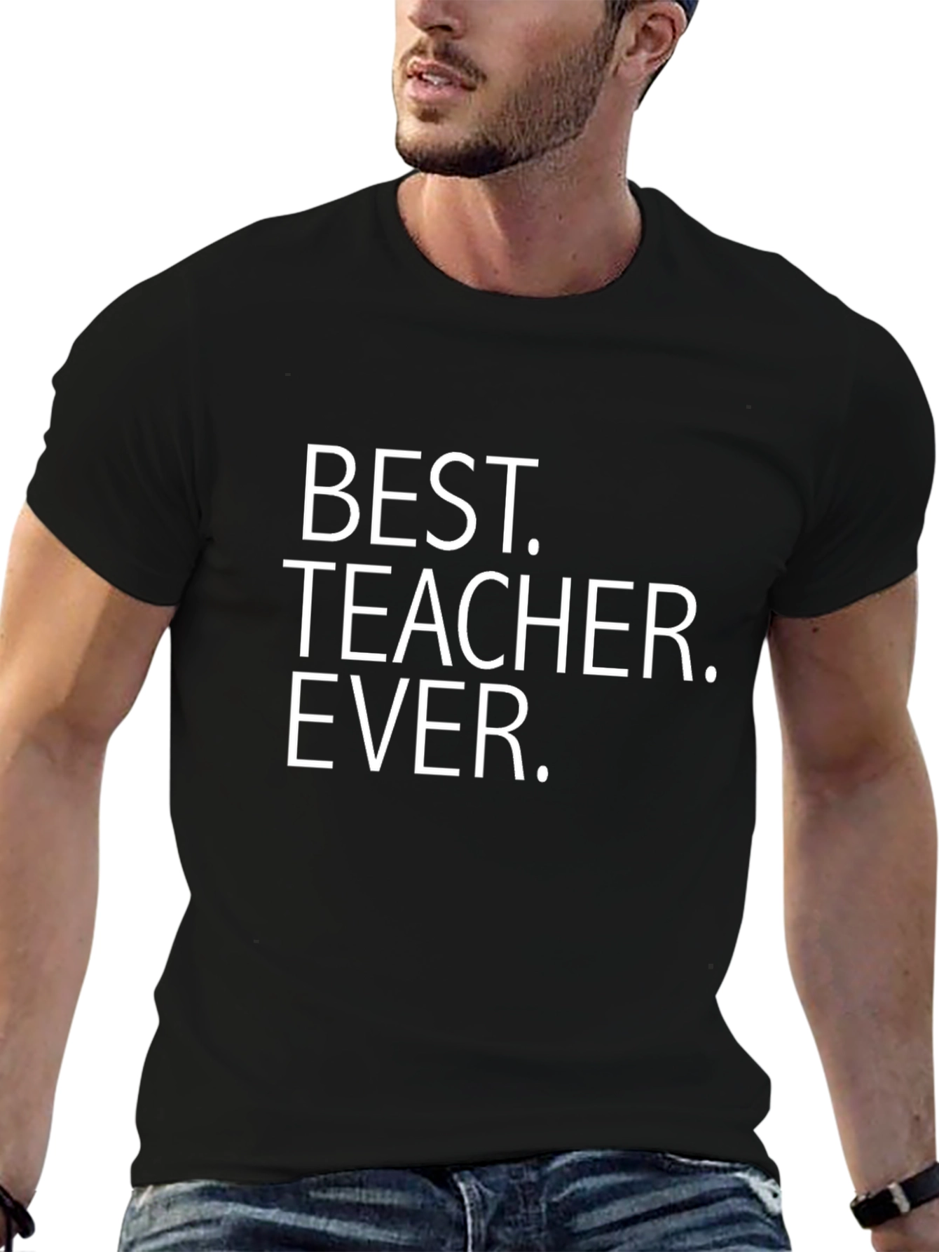 Best Teacher Ever T-Shirt - Black Crew Neck