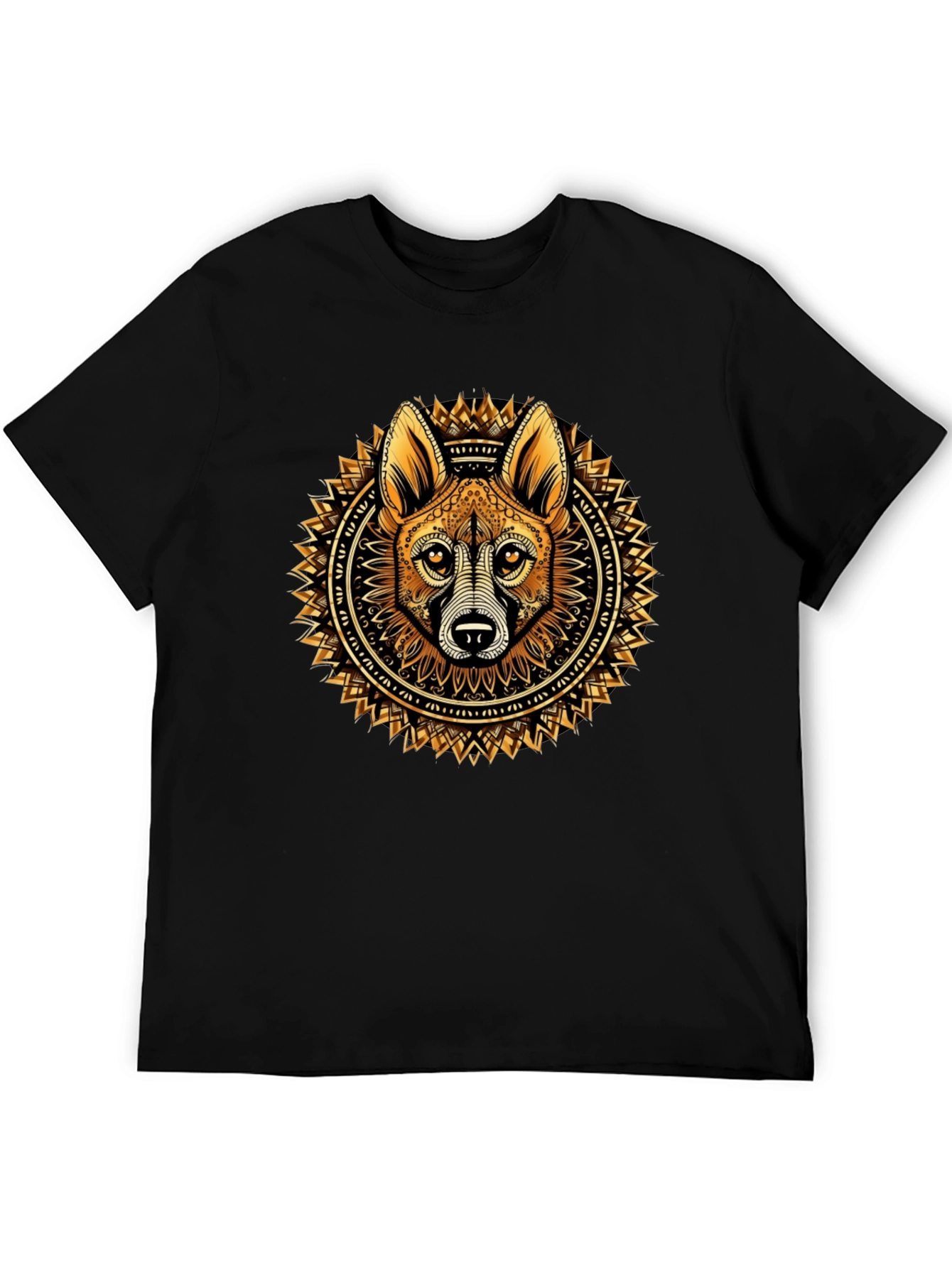 Tribal Dog Mandala Black Tee