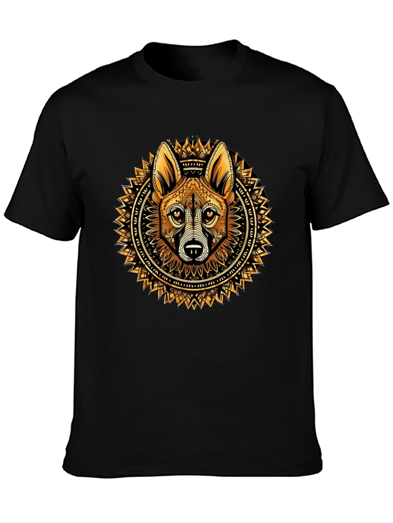 Tribal Dog Mandala Black Tee