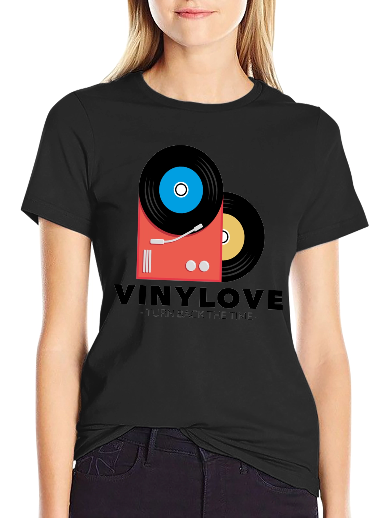 Vinyl Love Black T-Shirt - Retro Music Design