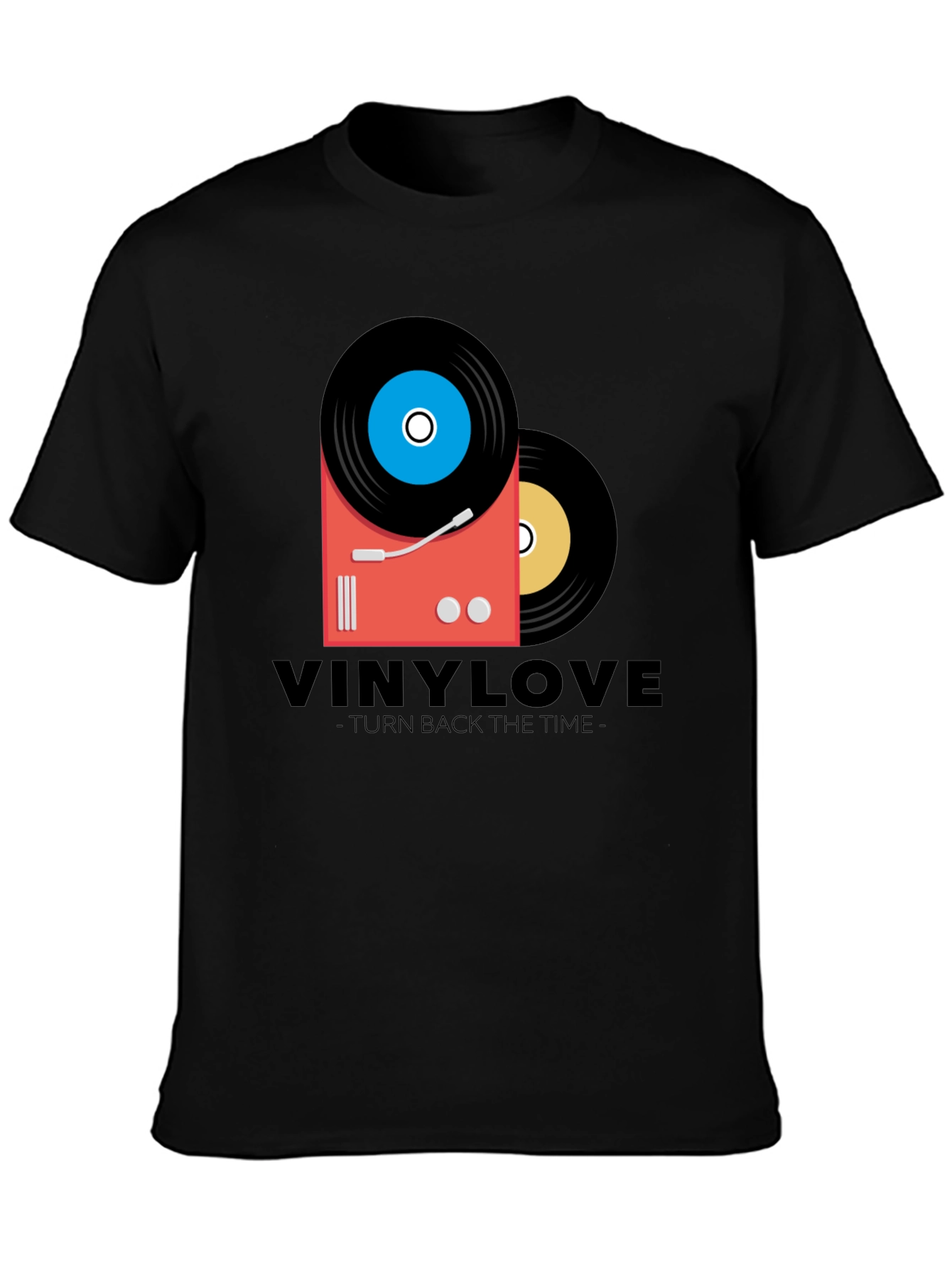 Vinyl Love Black T-Shirt - Retro Music Design