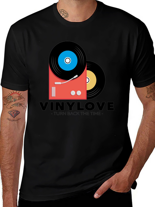 Vinyl Love Black T-Shirt - Retro Music Design