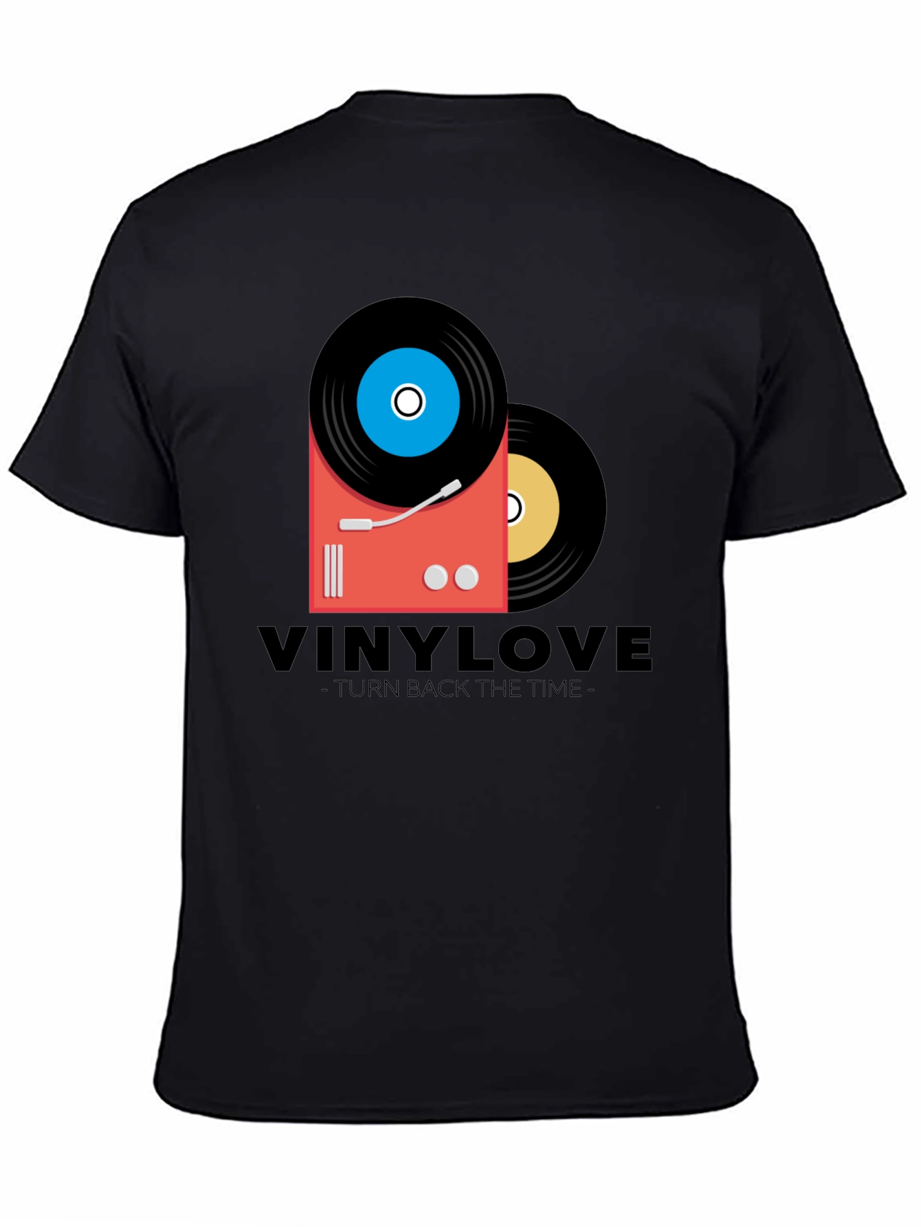 Vinyl Love Black T-Shirt - Retro Music Design