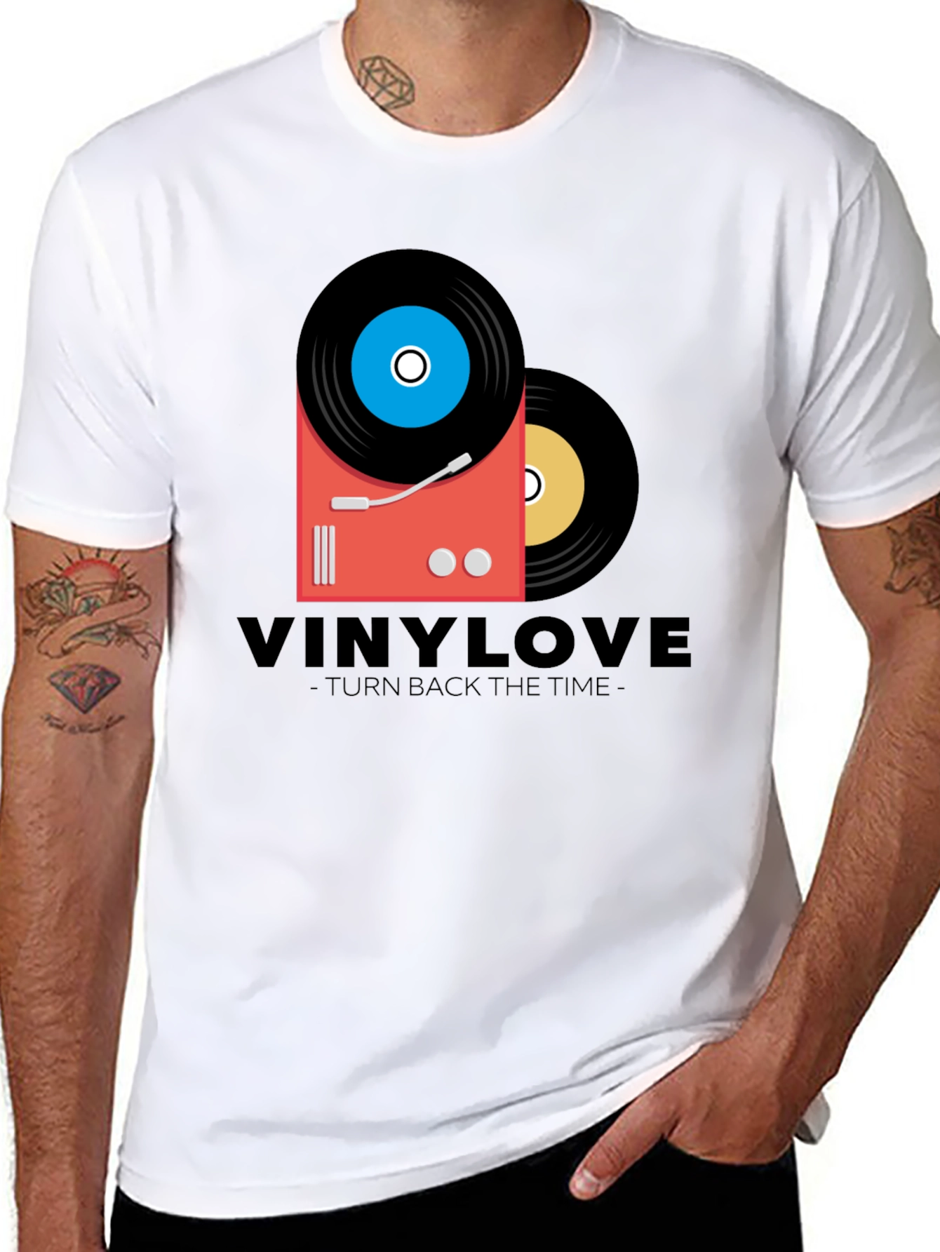 Vinyl Love Black T-Shirt - Retro Music Design