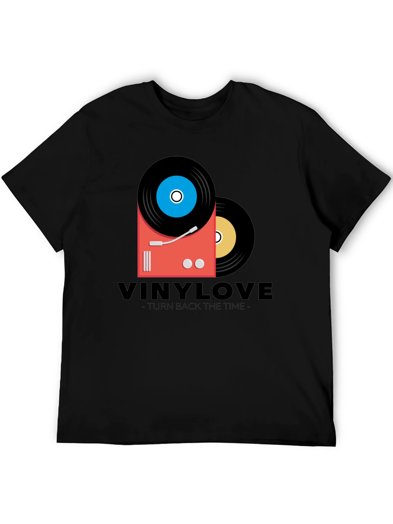 Vinyl Love Black T-Shirt - Retro Music Design