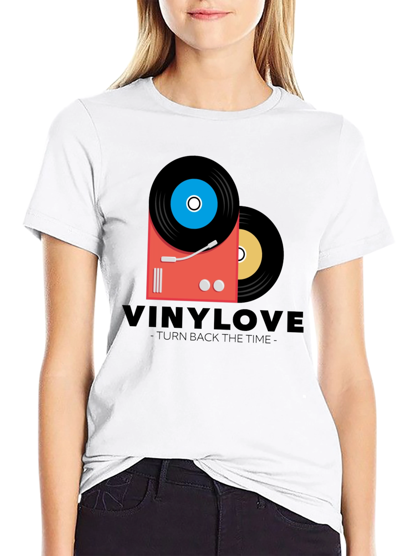 Vinyl Love Black T-Shirt - Retro Music Design