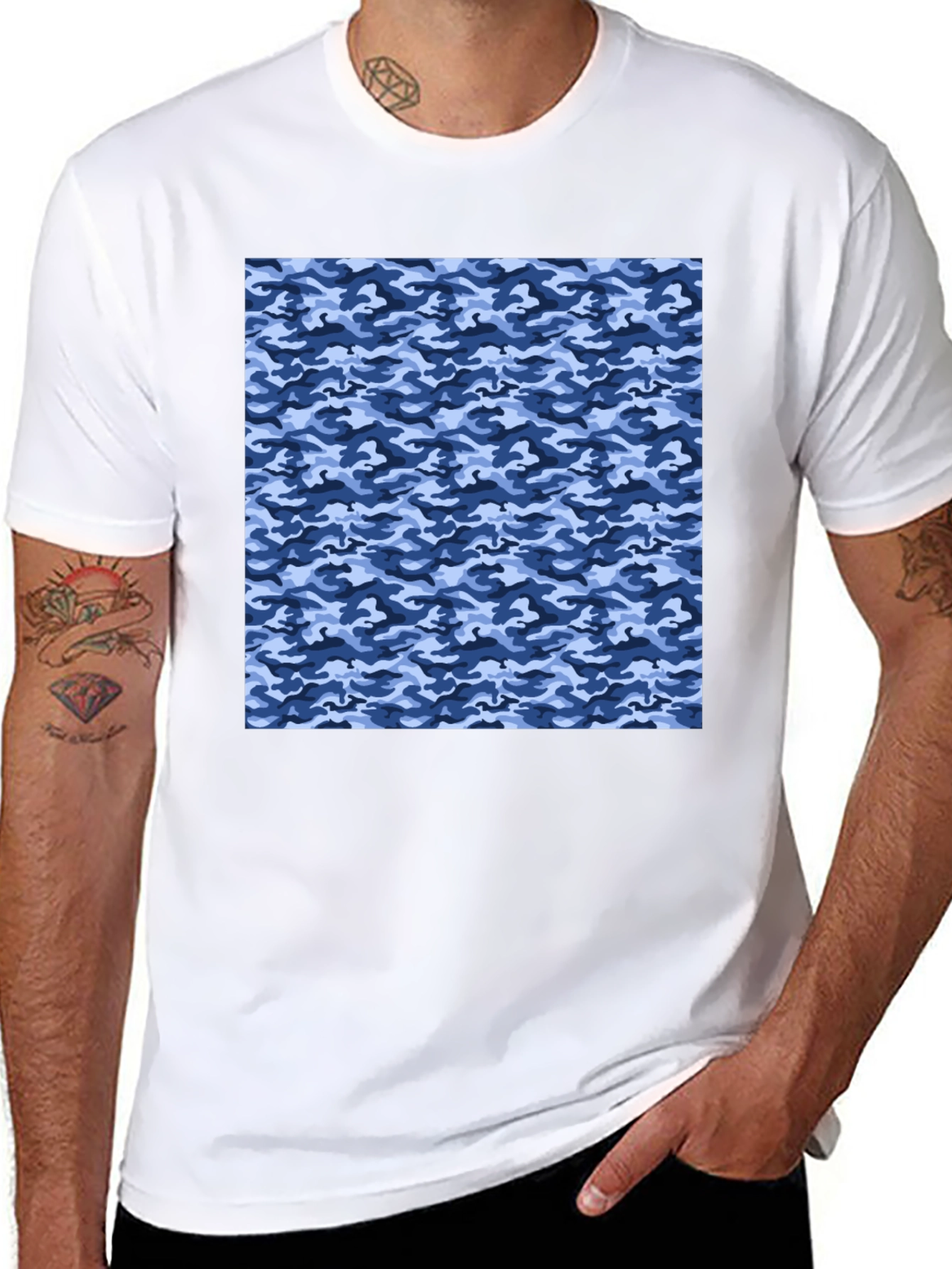 Cool Blue Camo T-Shirt - Modern Style