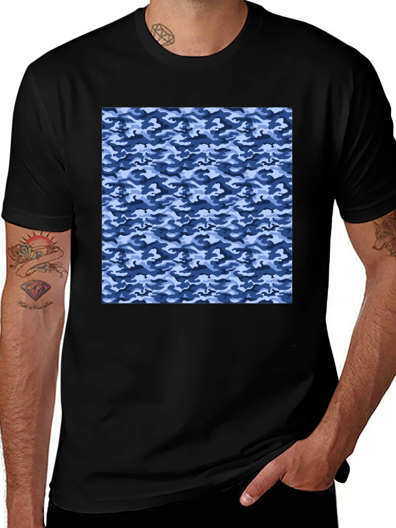 Cool Blue Camo T-Shirt - Modern Style