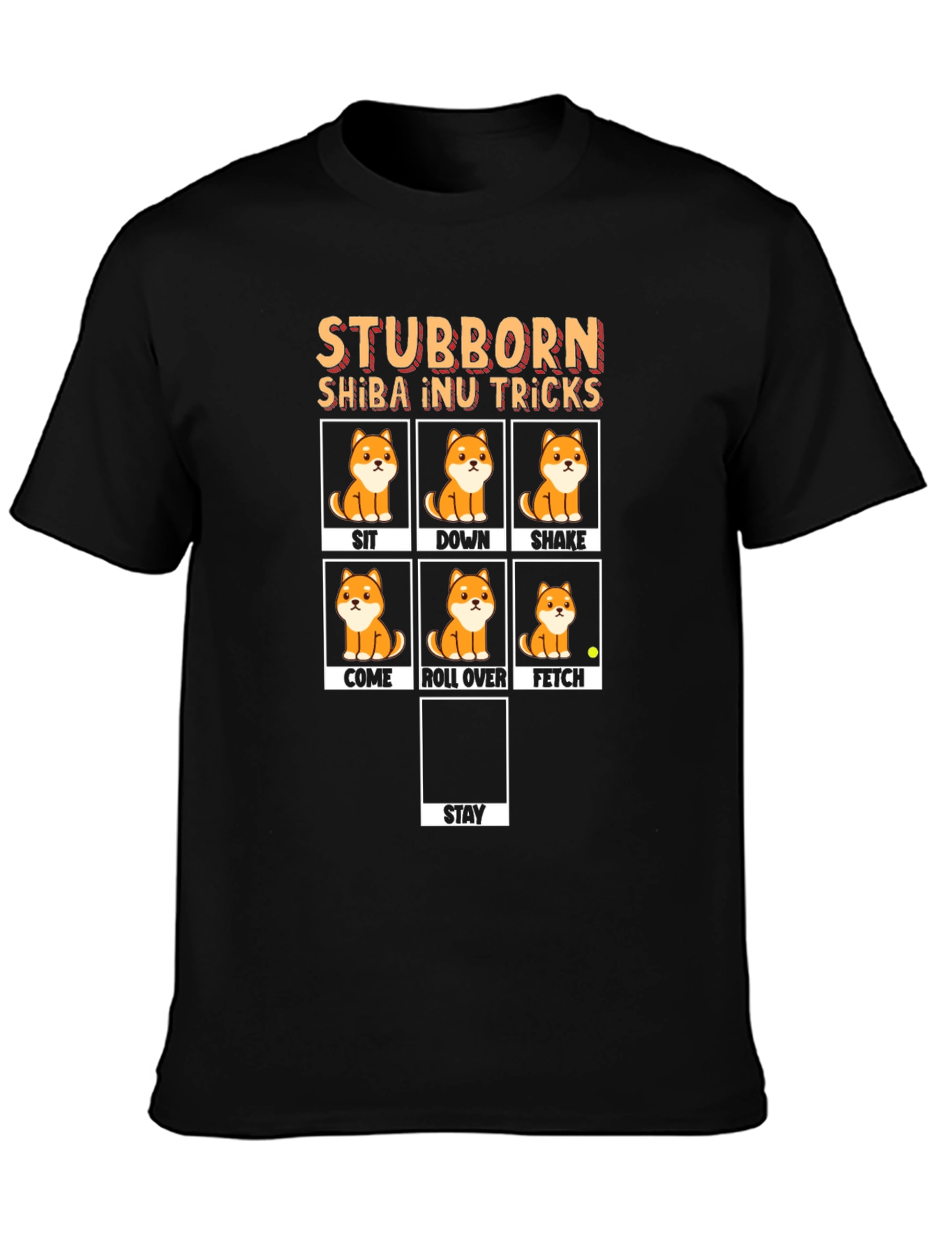 Stubborn Shiba Inu Tricks Black T-Shirt