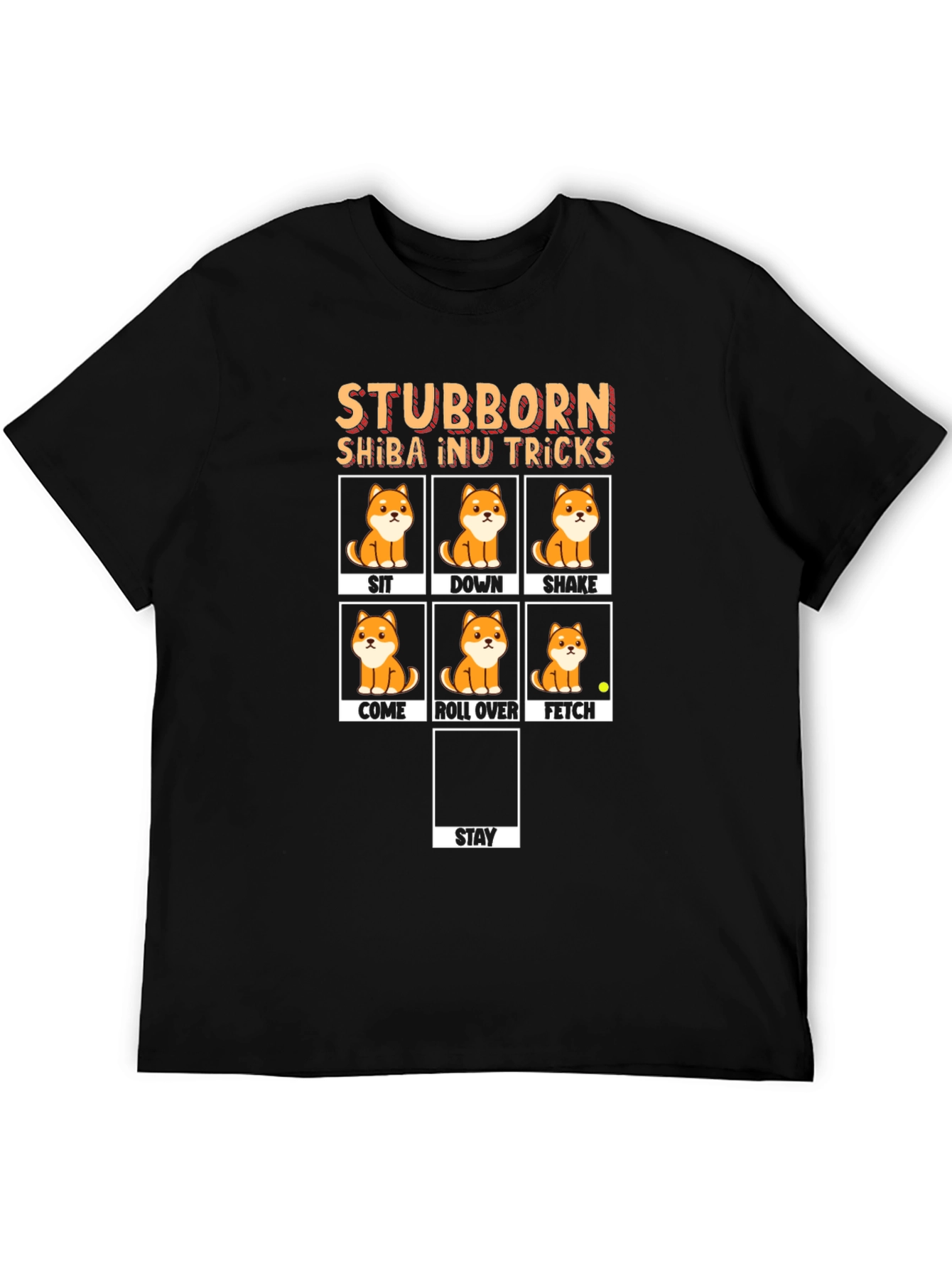 Stubborn Shiba Inu Tricks Black T-Shirt
