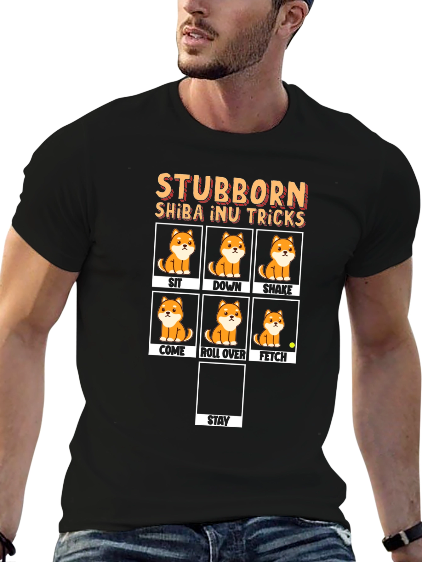 Stubborn Shiba Inu Tricks Black T-Shirt