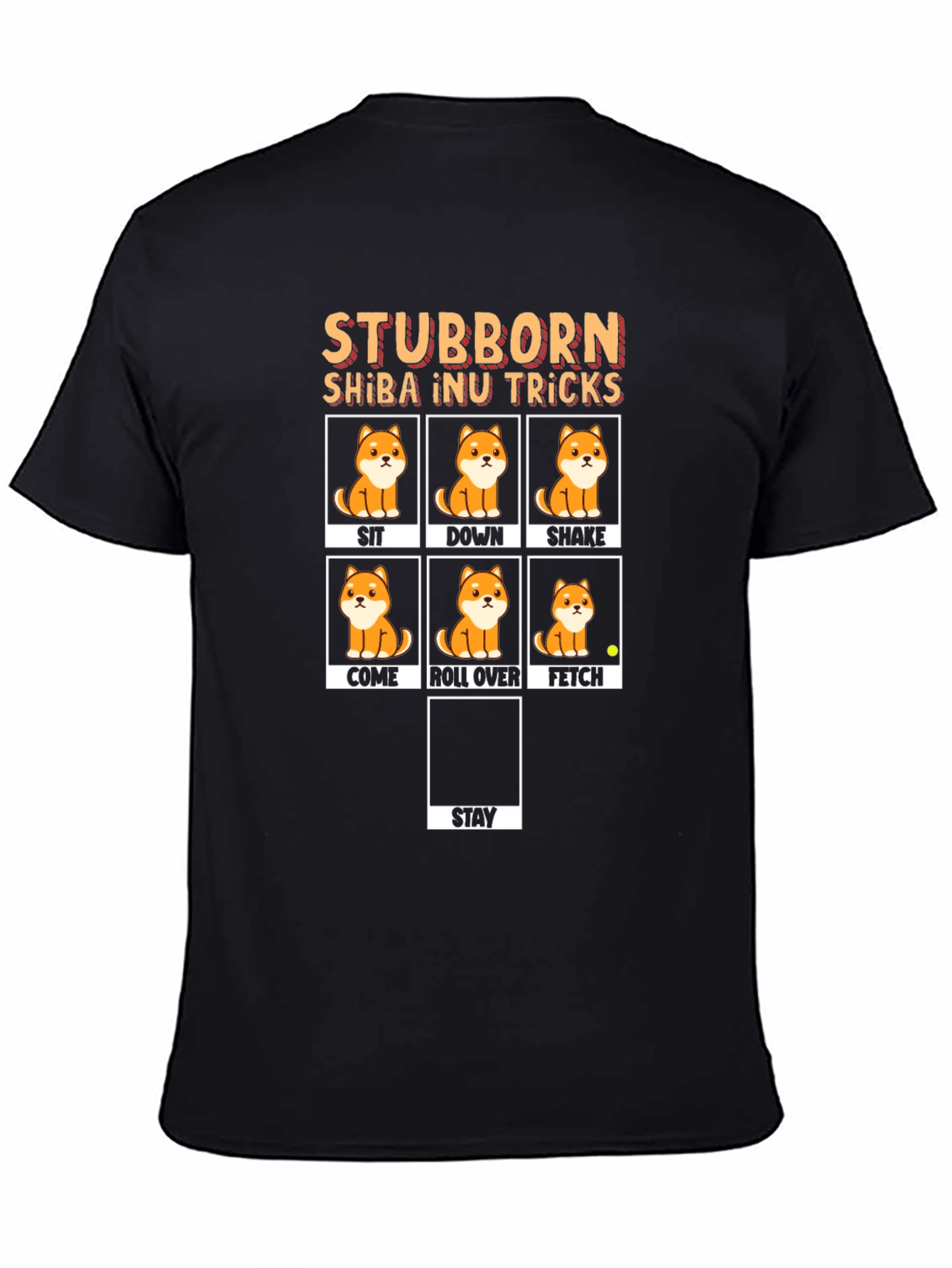 Stubborn Shiba Inu Tricks Black T-Shirt