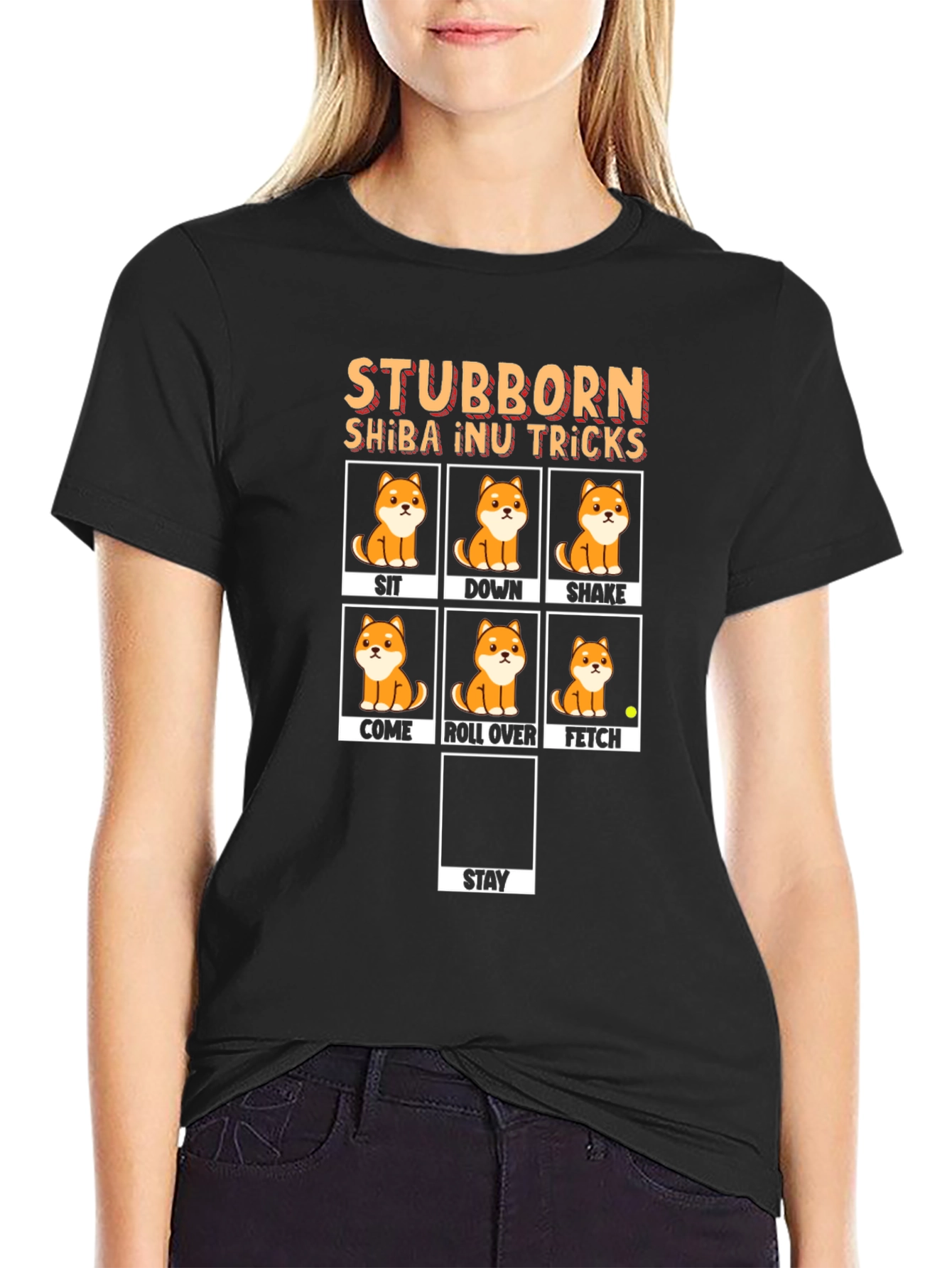 Stubborn Shiba Inu Tricks Black T-Shirt