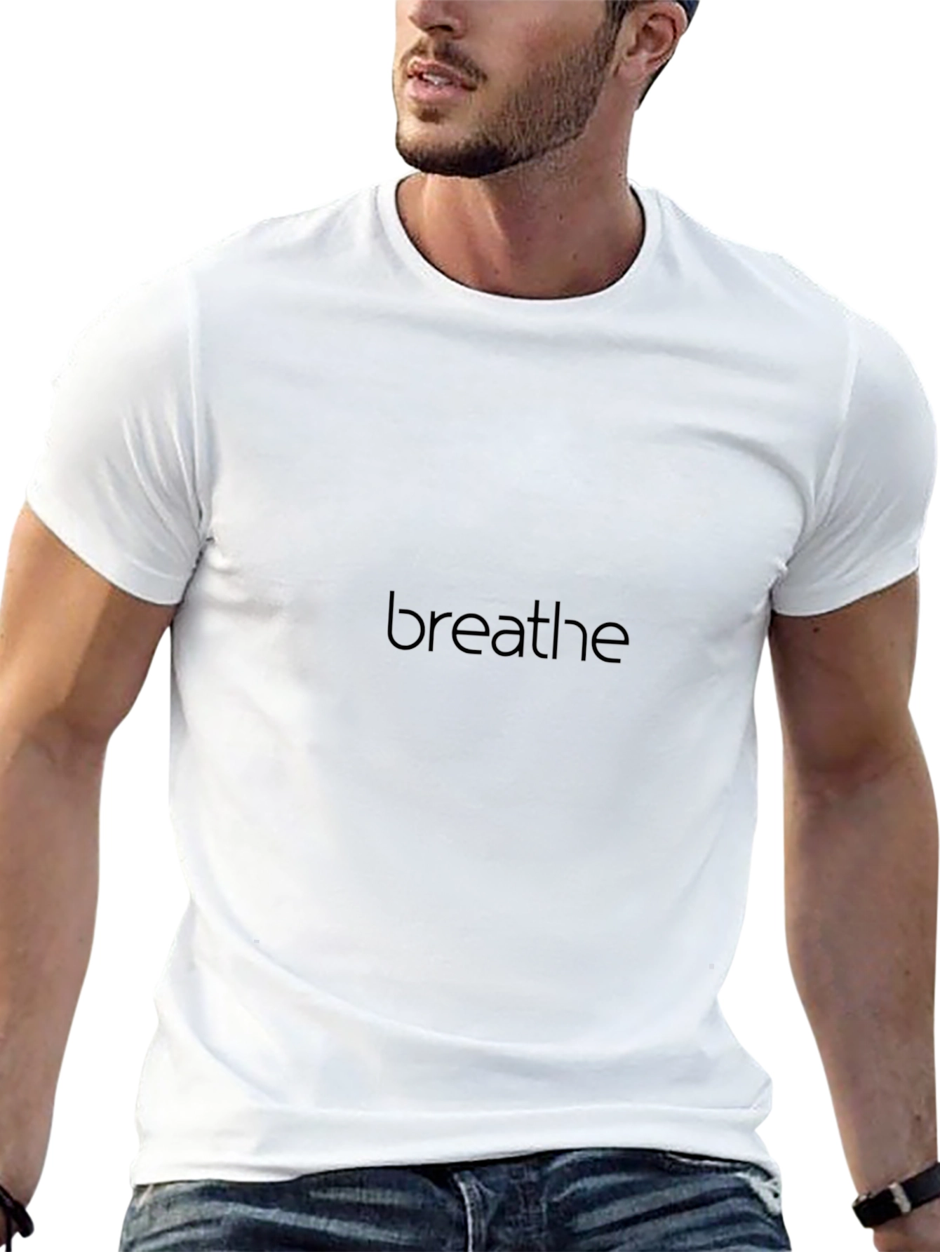 Breathe Graphic Tee - Black Minimalist Design