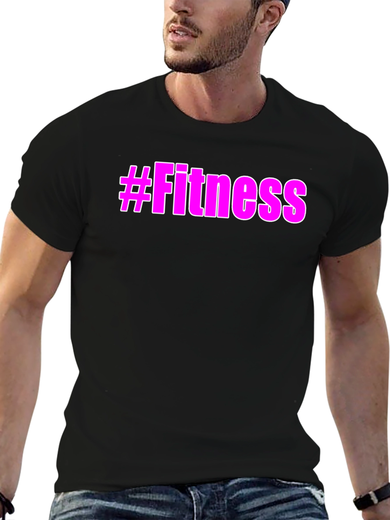 #Fitness Graphic Tee - Trendy Workout Shirt