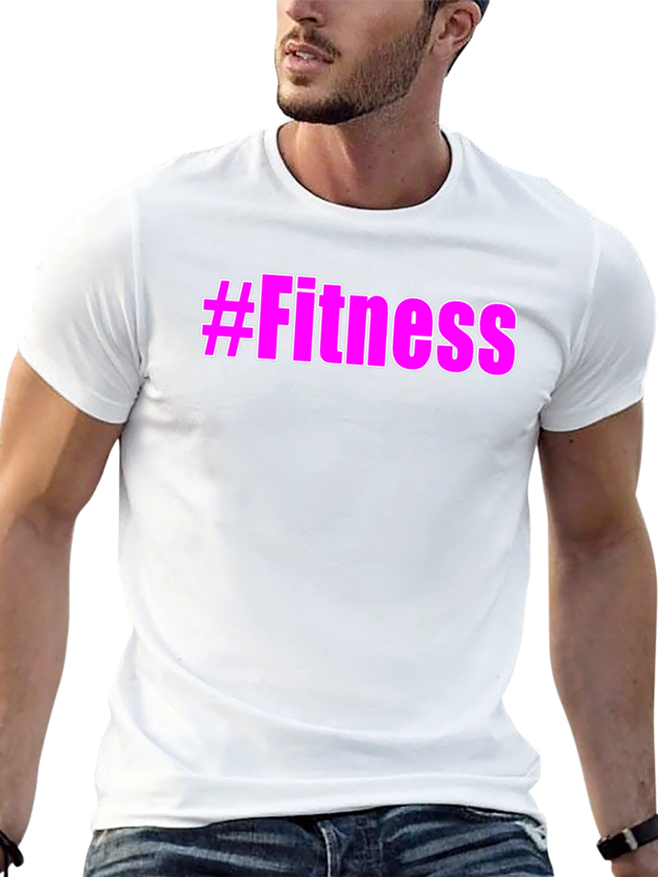 #Fitness Graphic Tee - Trendy Workout Shirt