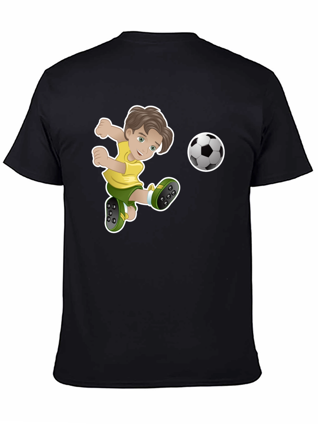 Boy Soccer Player Black Graphic T-Shirt