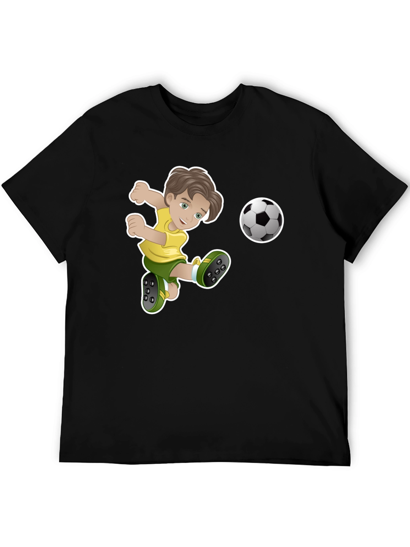 Boy Soccer Player Black Graphic T-Shirt