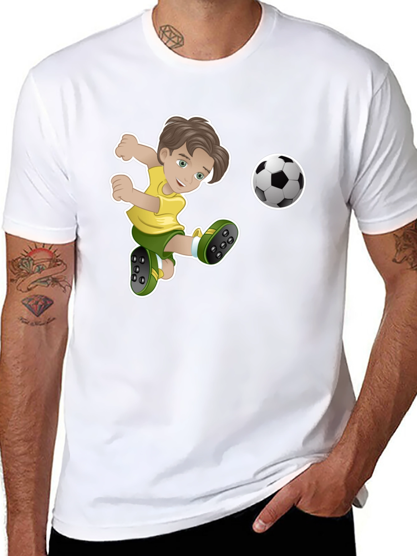 Boy Soccer Player Black Graphic T-Shirt