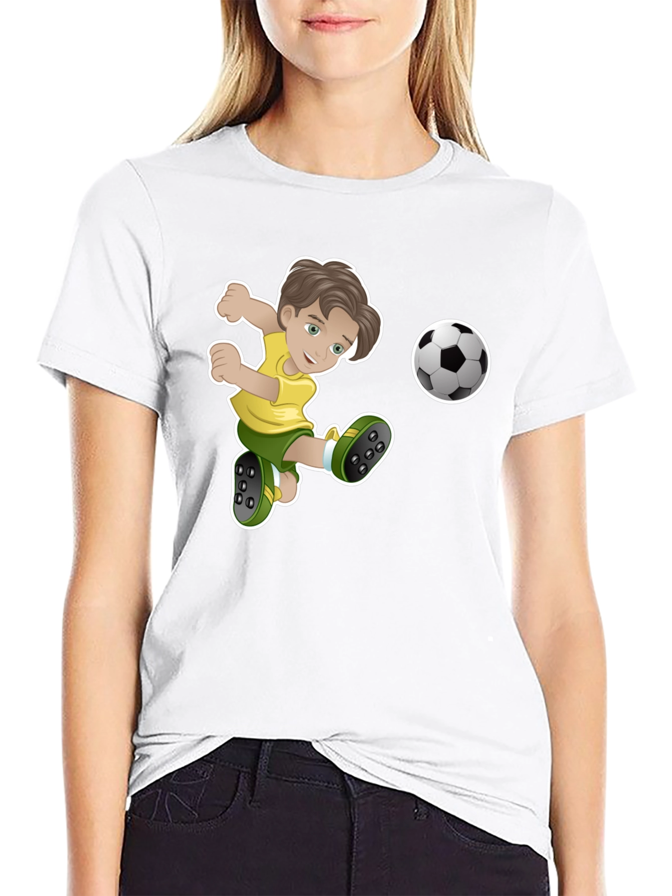 Boy Soccer Player Black Graphic T-Shirt